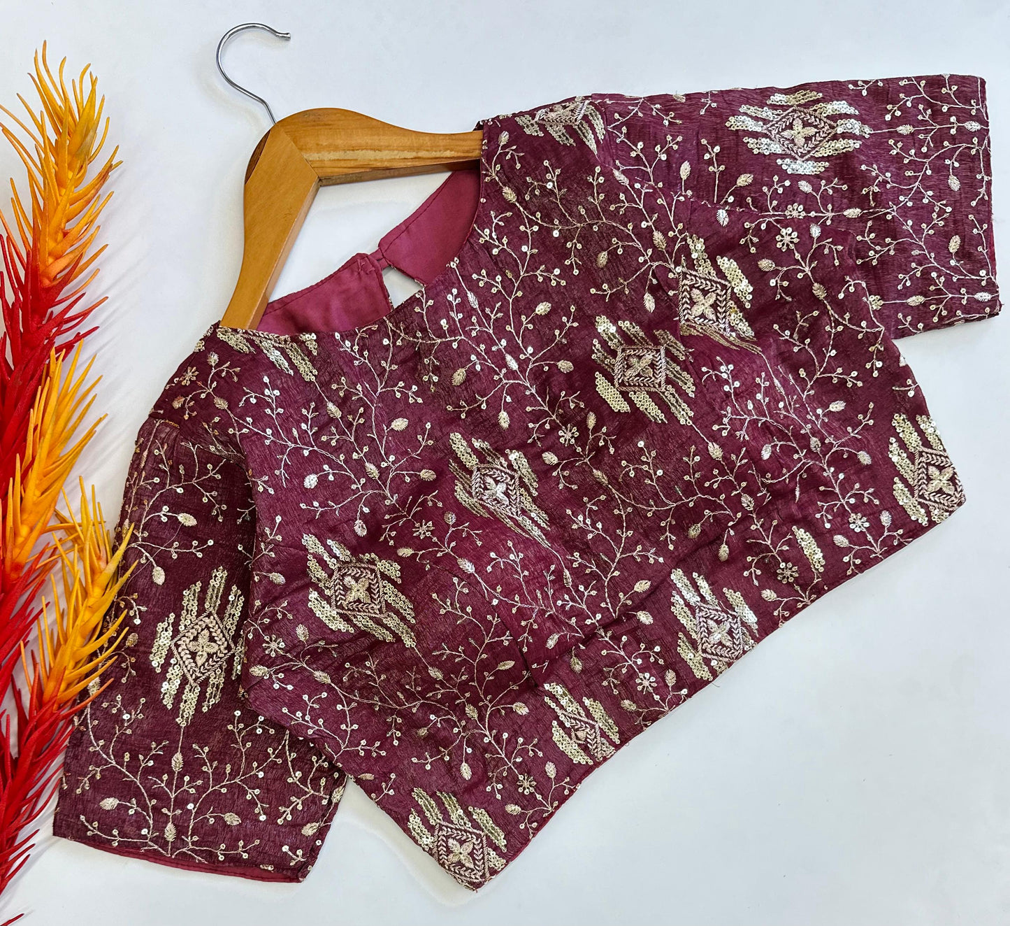 Elegant Bridal Zari Silk Embroidered Sequins Worked Festive Wear Blouse - INDIAN ELEGANCE