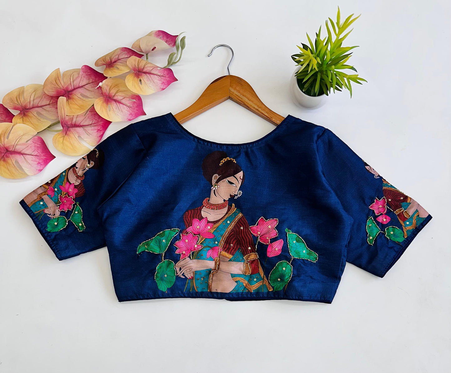 Lovely Pure Silk Printed Handcrafted Designer Stitched Blouse - INDIAN ELEGANCE