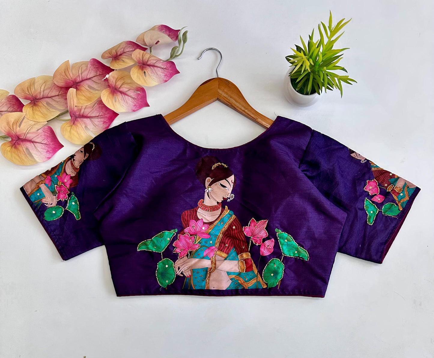 Lovely Pure Silk Printed Handcrafted Designer Stitched Blouse - INDIAN ELEGANCE