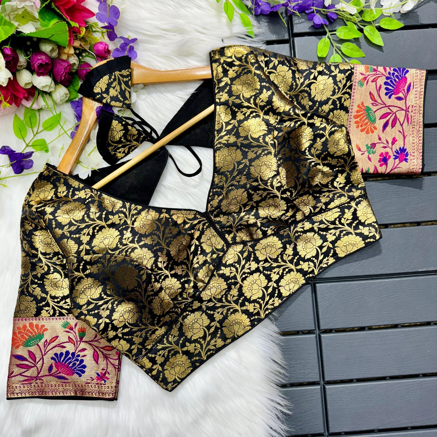 Ravishing Pure Paithani Weaving Worked Designer Stitched Blouse - INDIAN ELEGANCE