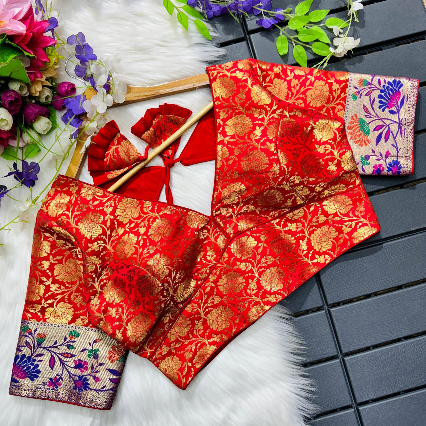 Ravishing Pure Paithani Weaving Worked Designer Stitched Blouse - INDIAN ELEGANCE