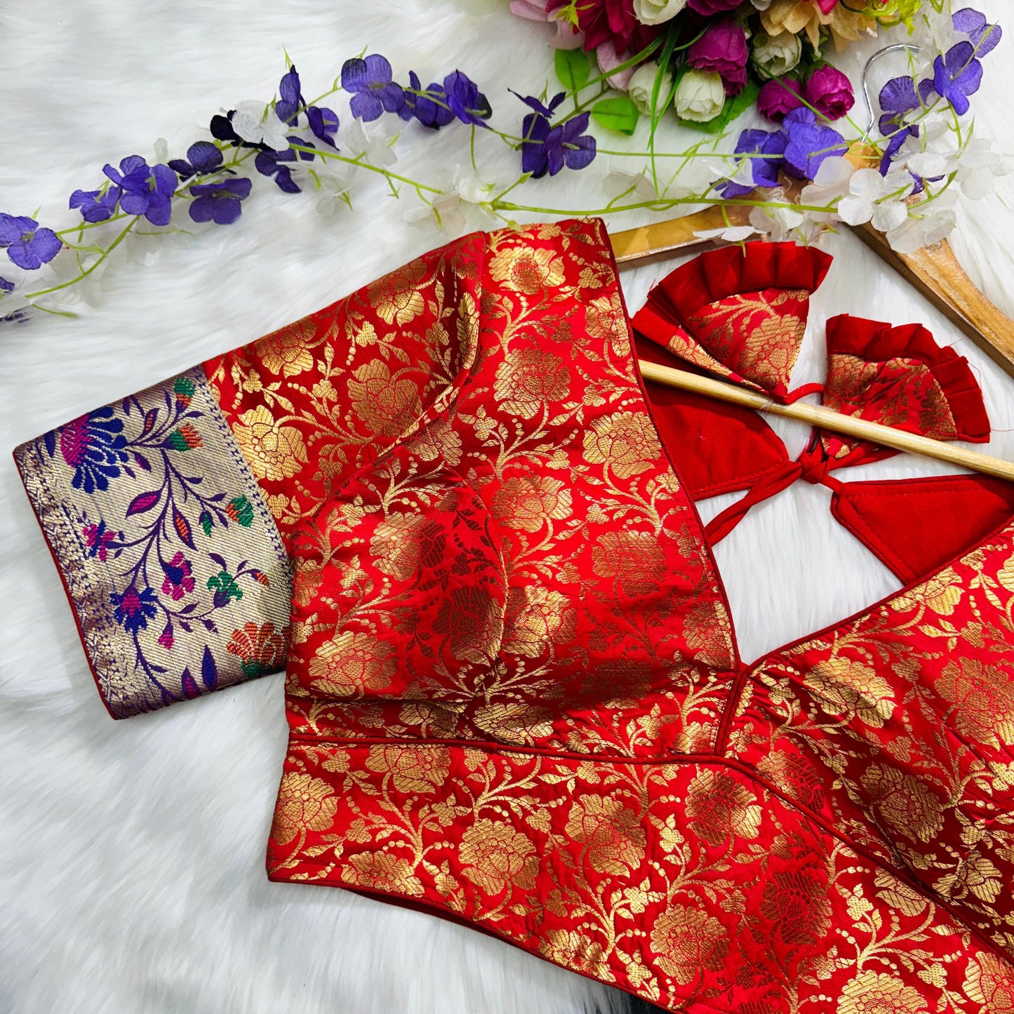 Ravishing Pure Paithani Weaving Worked Designer Stitched Blouse - INDIAN ELEGANCE