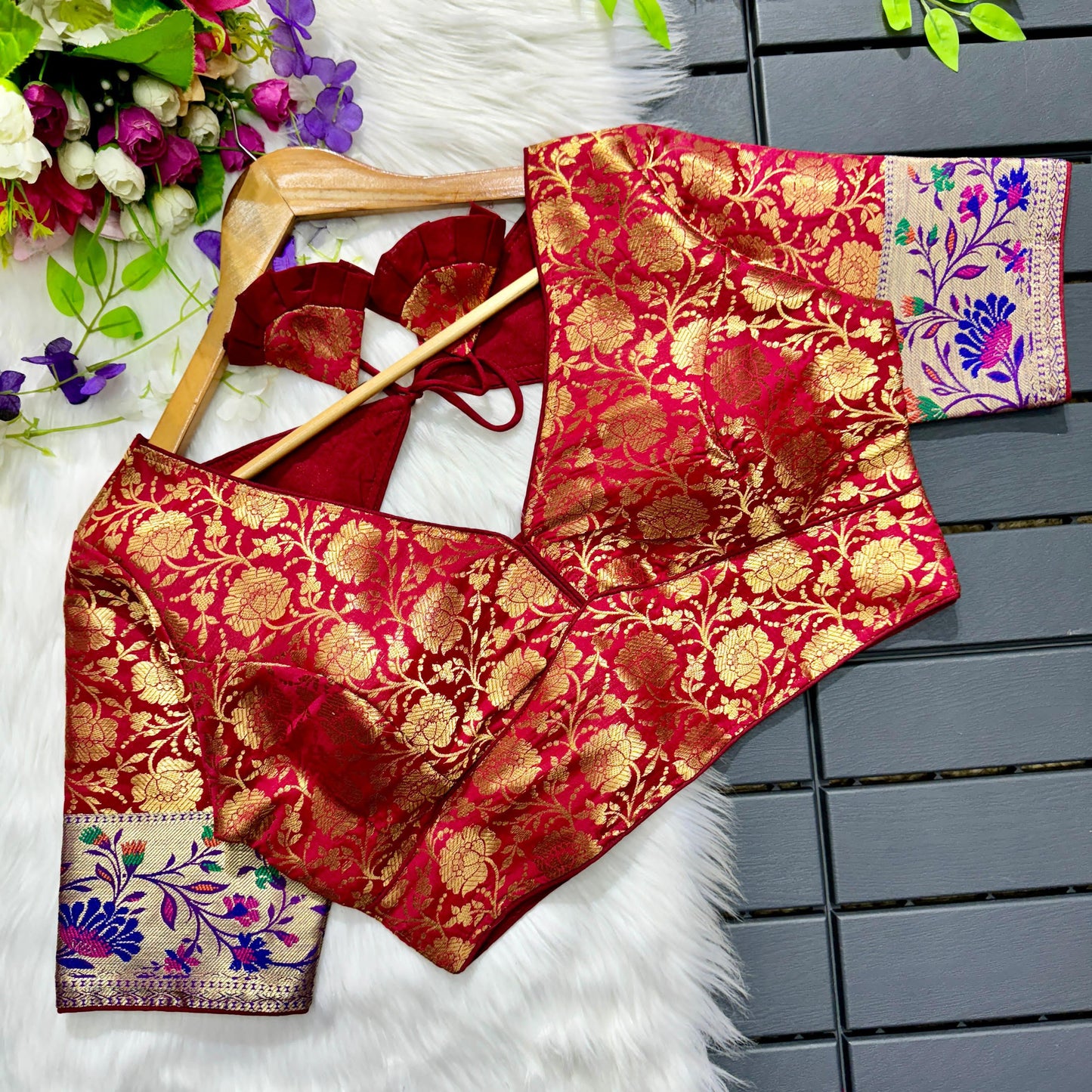 Ravishing Pure Paithani Weaving Worked Designer Stitched Blouse - INDIAN ELEGANCE