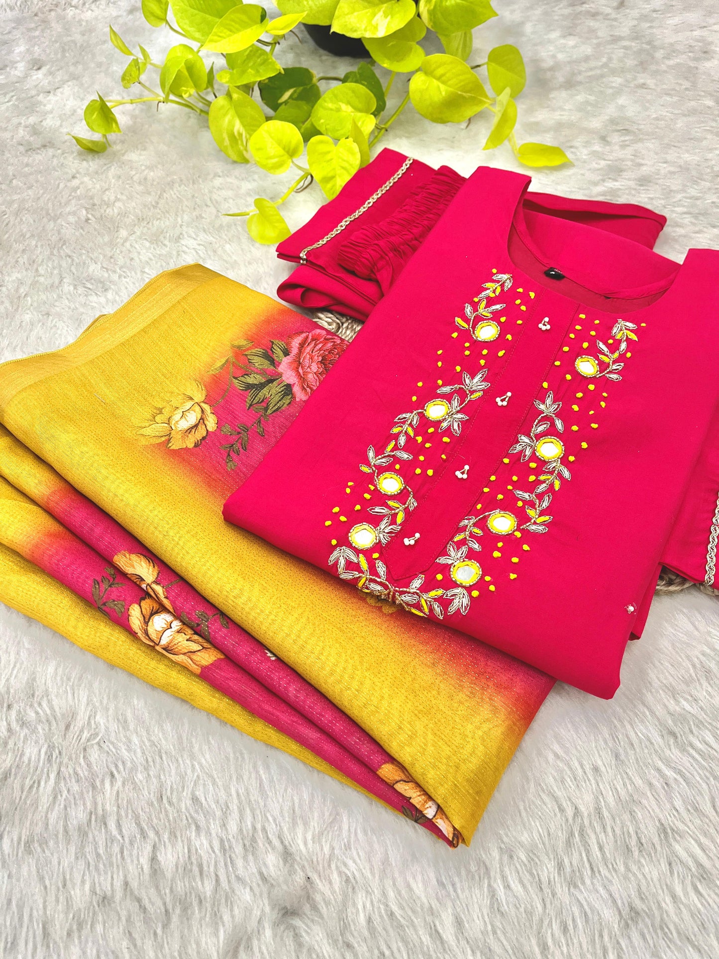 Luminous Festival Wear Roman Silk Handworked Designer Suit - INDIAN ELEGANCE
