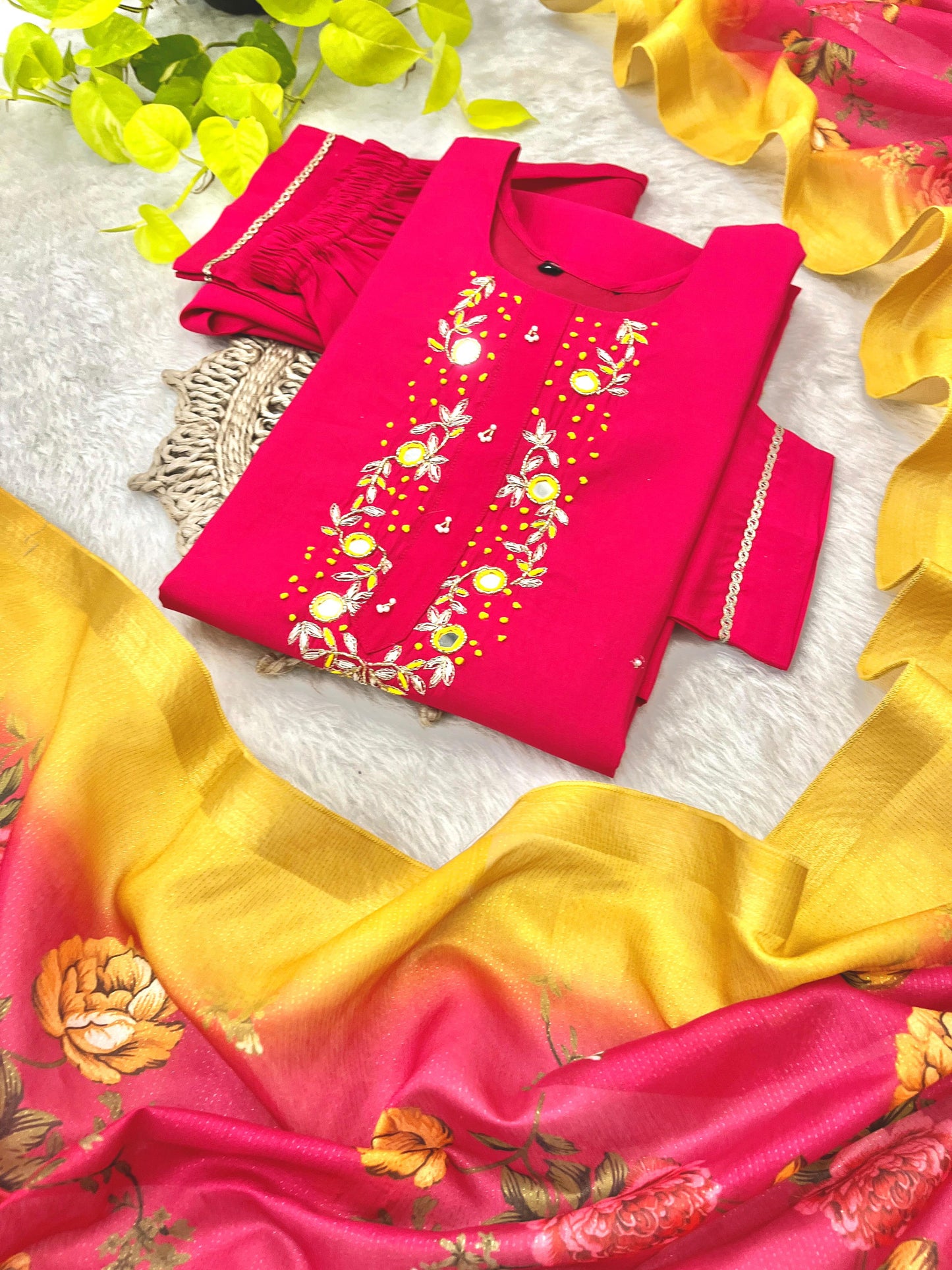 Luminous Festival Wear Roman Silk Handworked Designer Suit - INDIAN ELEGANCE