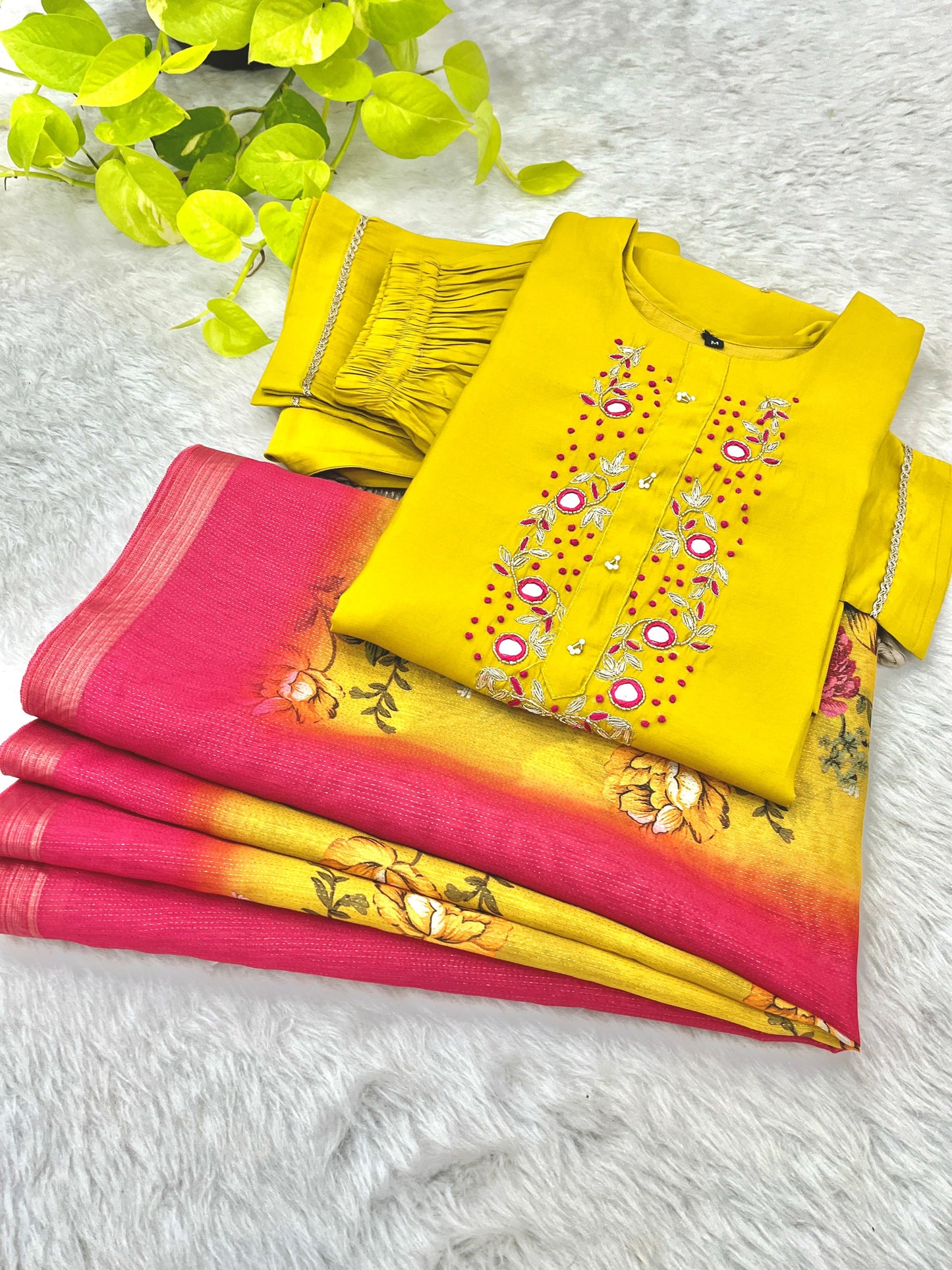 Luminous Festival Wear Roman Silk Handworked Designer Suit - INDIAN ELEGANCE