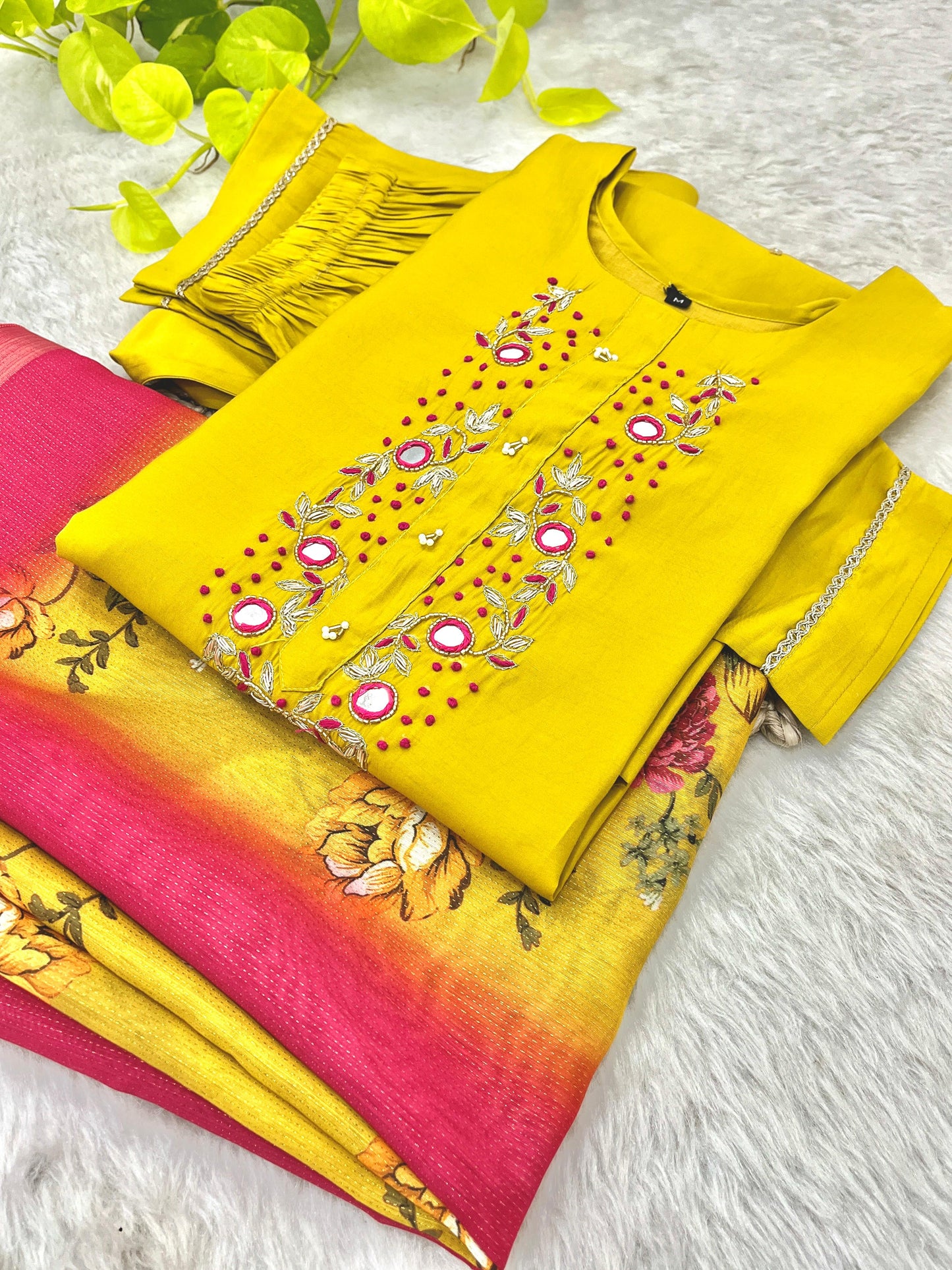 Luminous Festival Wear Roman Silk Handworked Designer Suit - INDIAN ELEGANCE