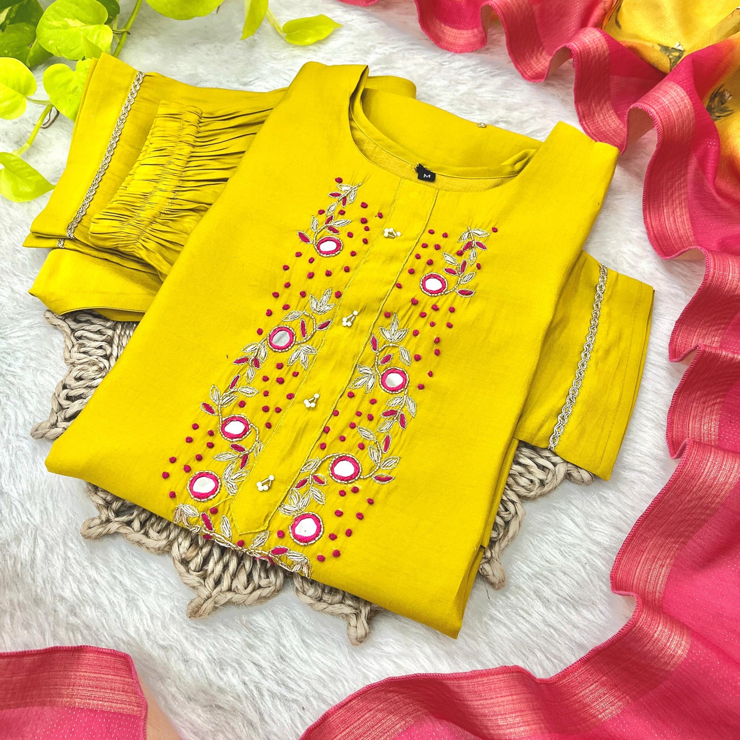 Luminous Festival Wear Roman Silk Handworked Designer Suit - INDIAN ELEGANCE