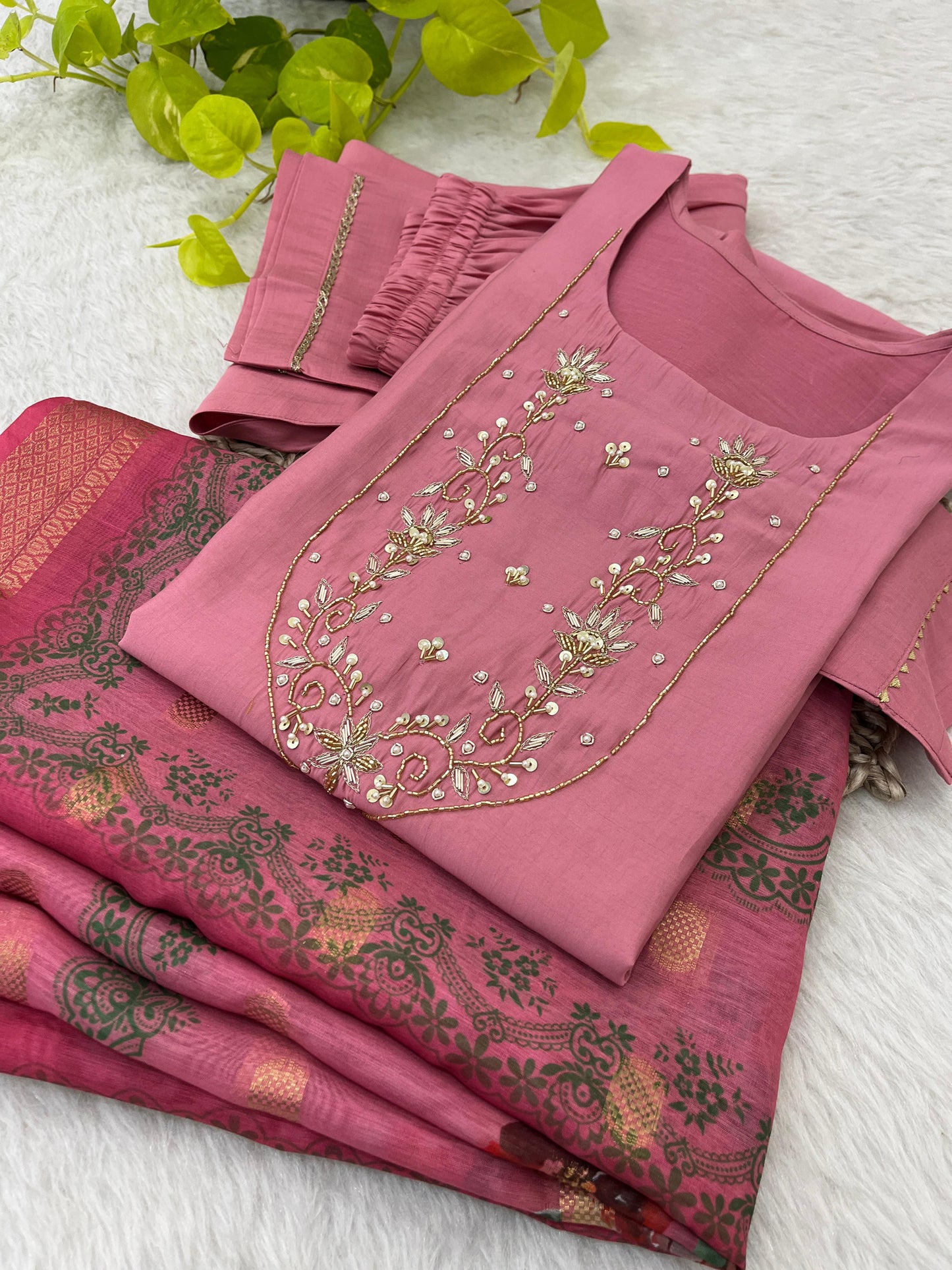 Spectacular Roman Silk Handcrafted Festive Wear Anarkali Pant Suit - INDIAN ELEGANCE