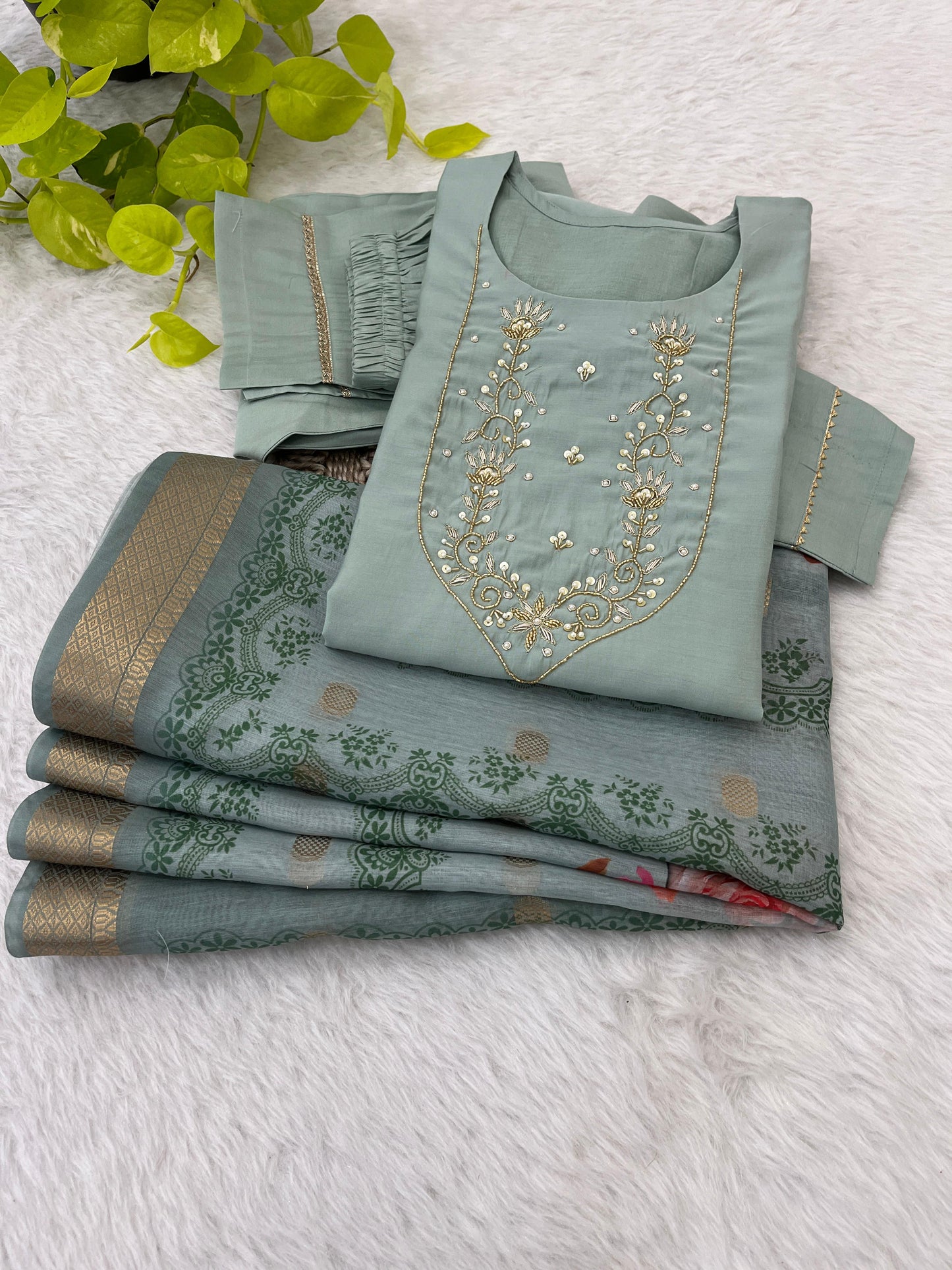 Spectacular Roman Silk Handcrafted Festive Wear Anarkali Pant Suit - INDIAN ELEGANCE