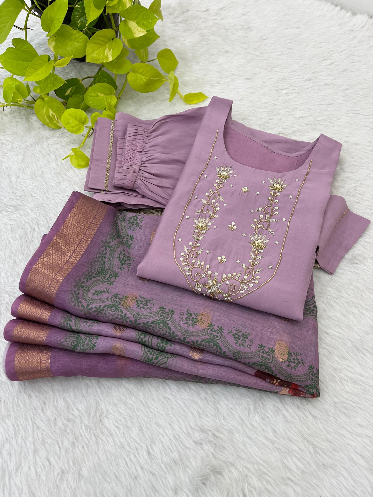 Spectacular Roman Silk Handcrafted Festive Wear Anarkali Pant Suit - INDIAN ELEGANCE