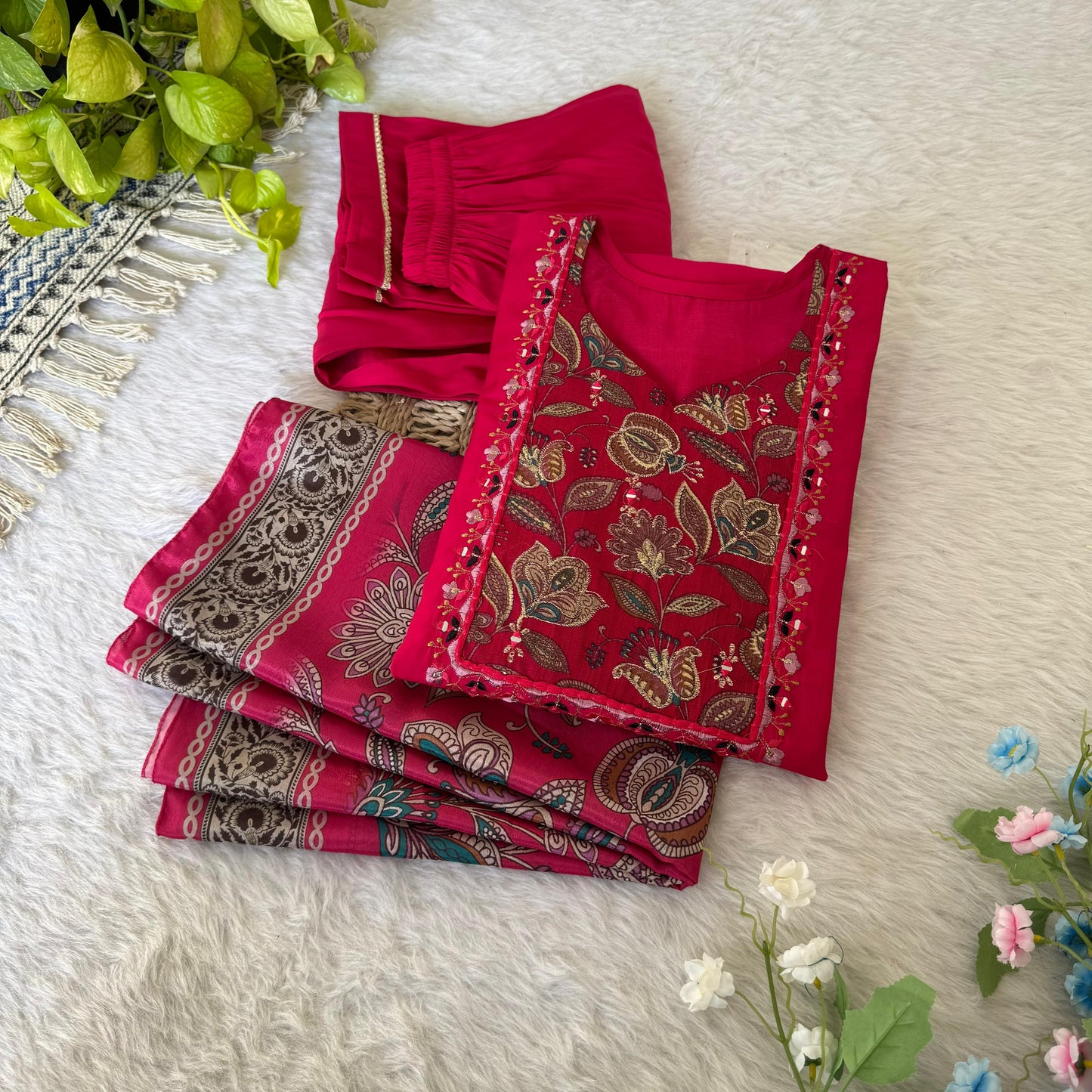 Delightful Maroon Fully Stitched Designer Anarkali Pant Suit - INDIAN ELEGANCE