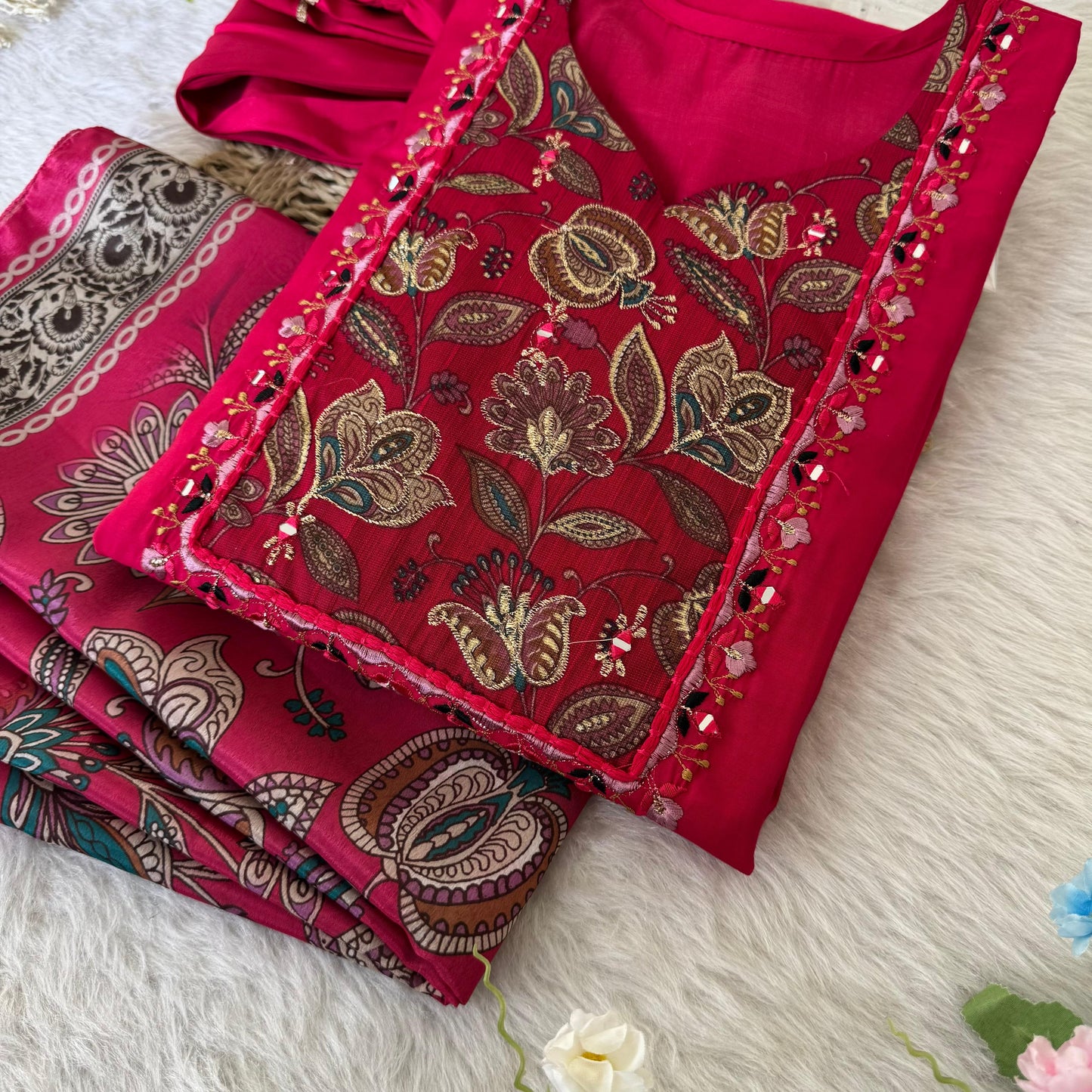 Delightful Maroon Fully Stitched Designer Anarkali Pant Suit - INDIAN ELEGANCE