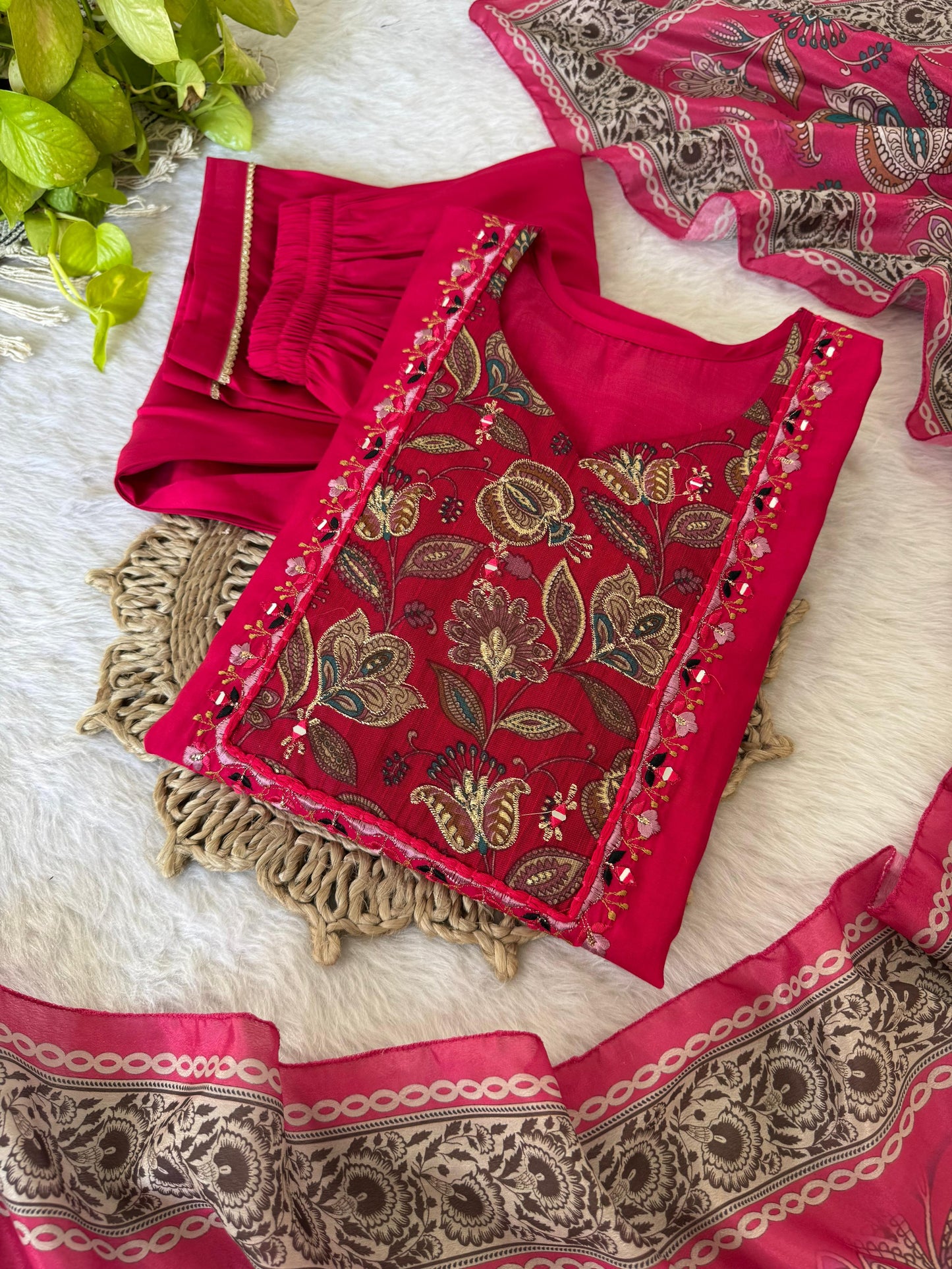 Delightful Maroon Fully Stitched Designer Anarkali Pant Suit - INDIAN ELEGANCE