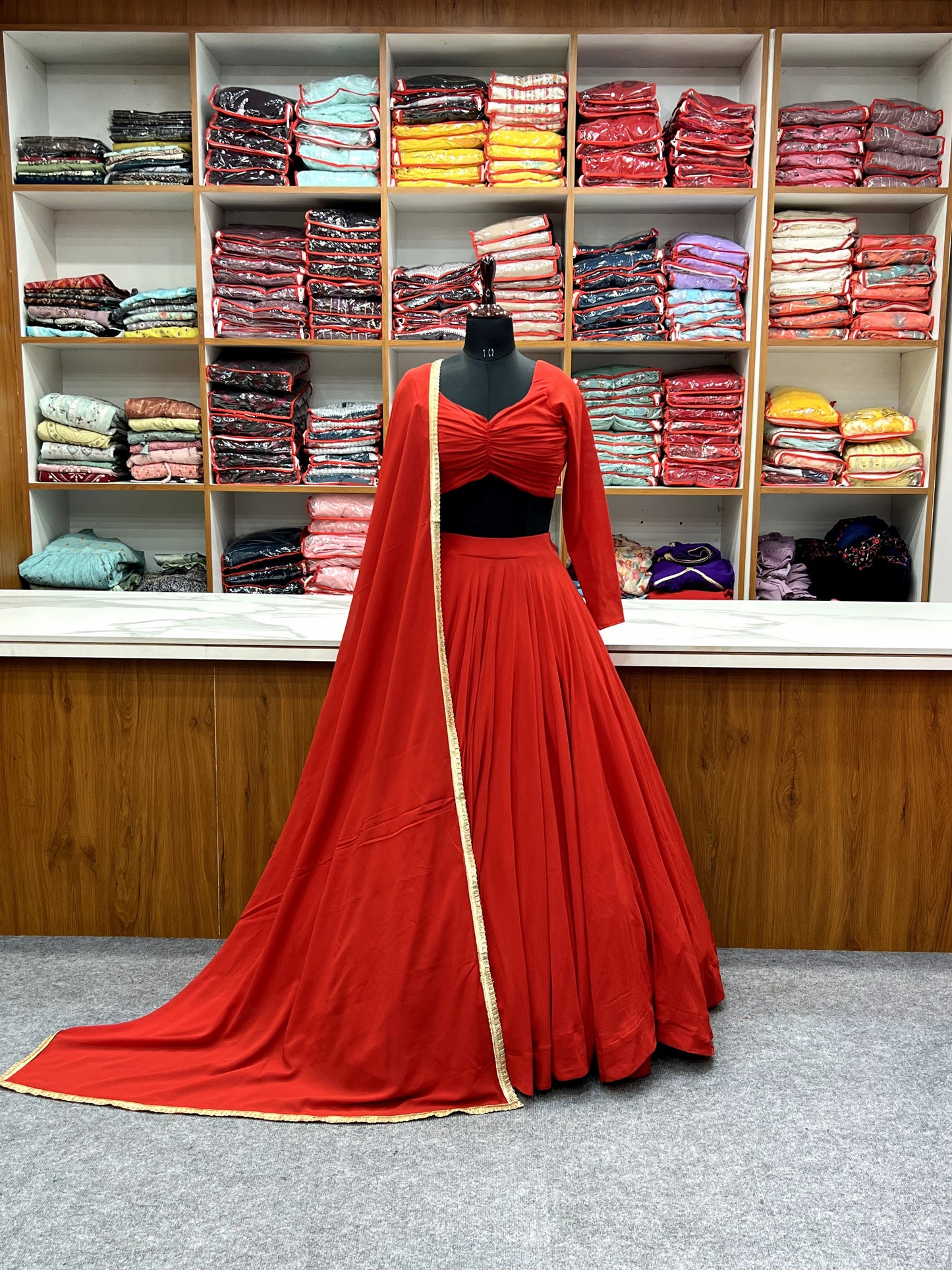 Elegant Faux Georgette Fully Stitched Lehenga Choli Set - INDIAN ELEGANCE
