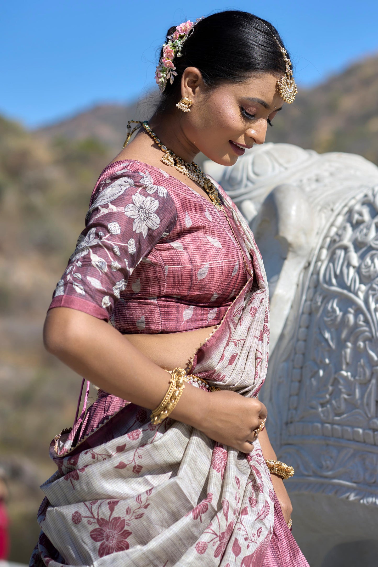 Stunning Pure Manipuri Silk Printed Lehenga Choli Set - INDIAN ELEGANCE