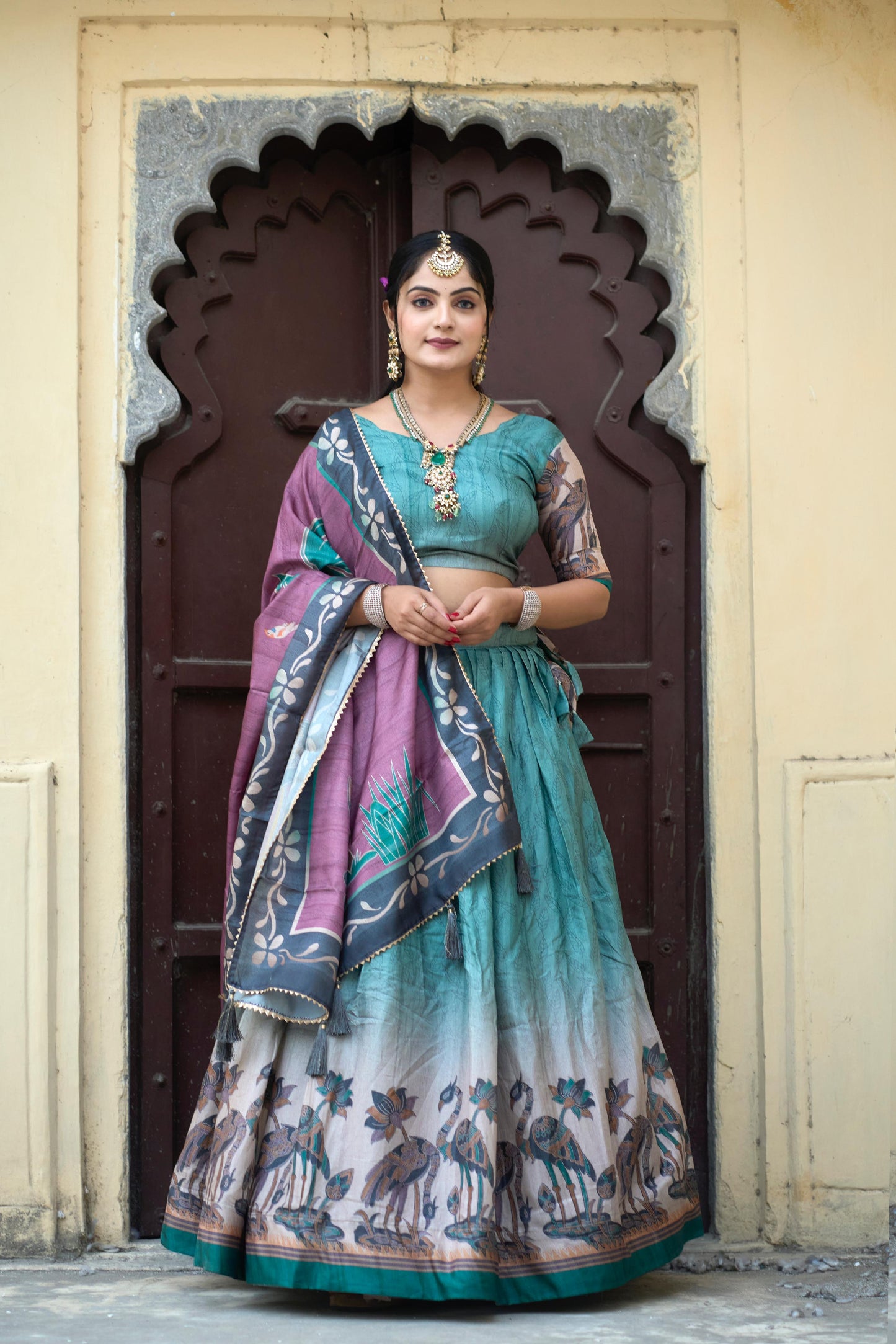 Breathtaking Pure Manipuri Silk Printed Designer Lehenga Choli - INDIAN ELEGANCE