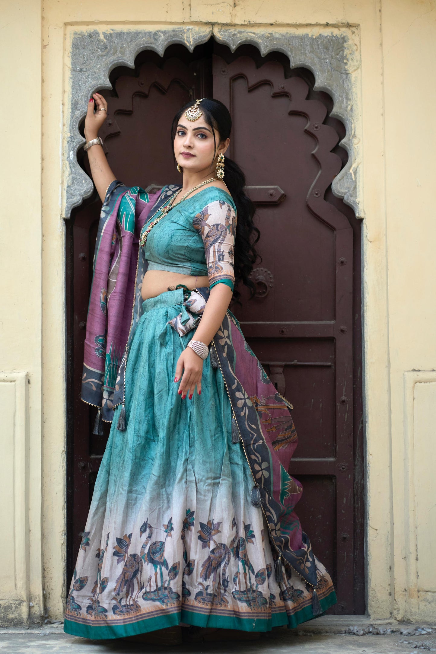 Breathtaking Pure Manipuri Silk Printed Designer Lehenga Choli - INDIAN ELEGANCE
