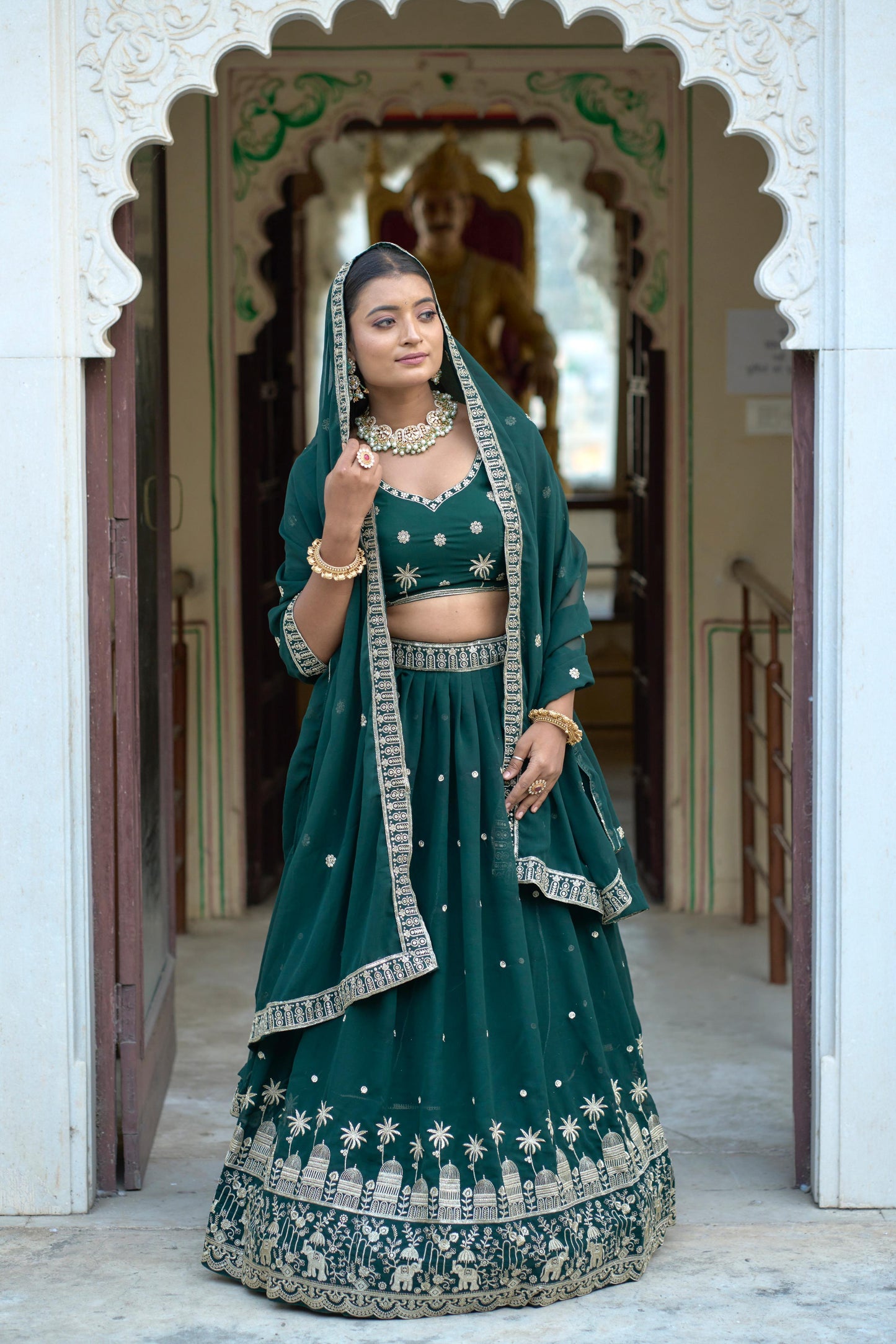 Stylish Georgette Rich Sequins Embroidered Lehenga Choli Set - INDIAN ELEGANCE