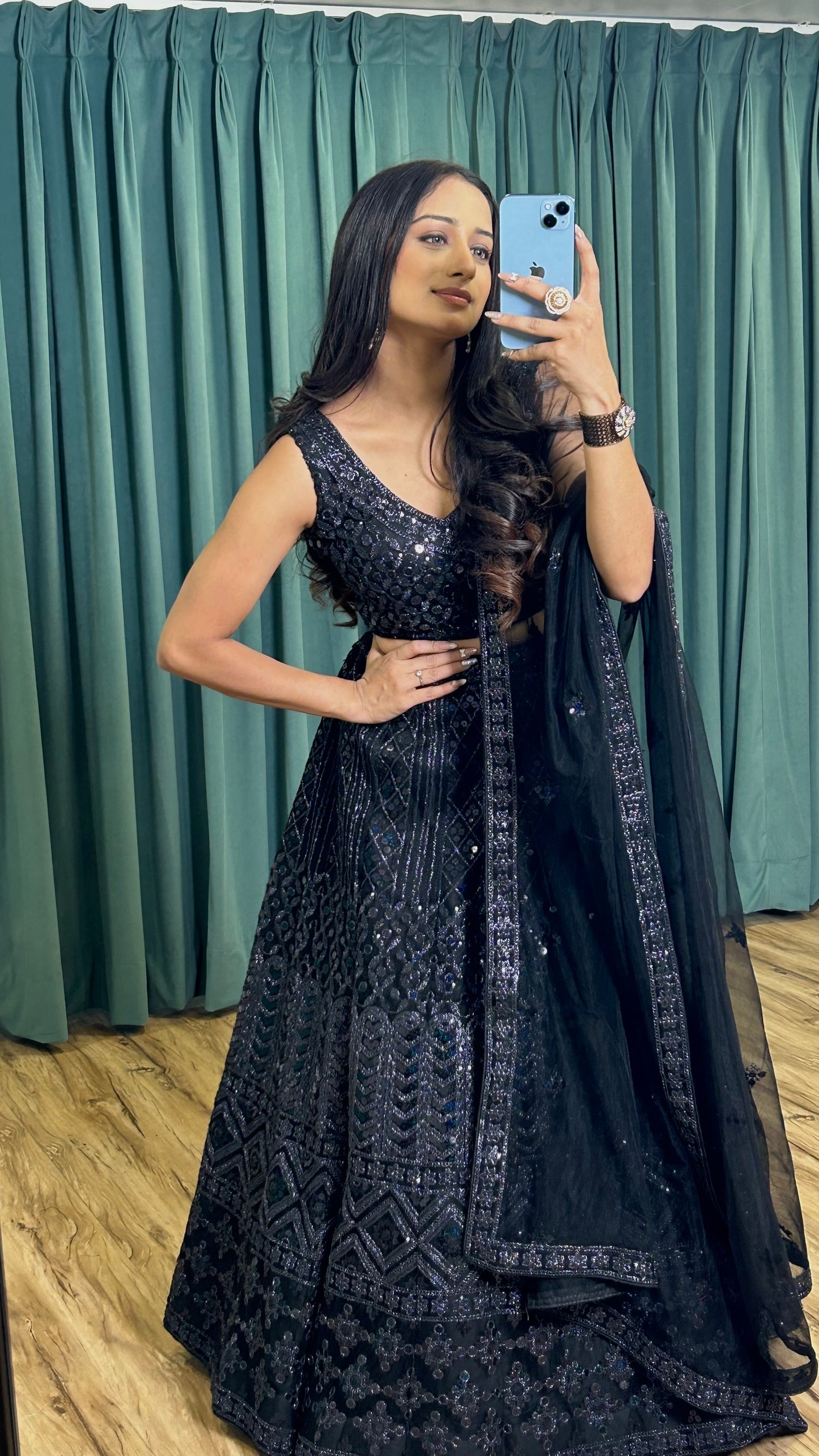 Magnificent Black Heavy Dori Sequins Worked Net Lehenga Choli - INDIAN ELEGANCE