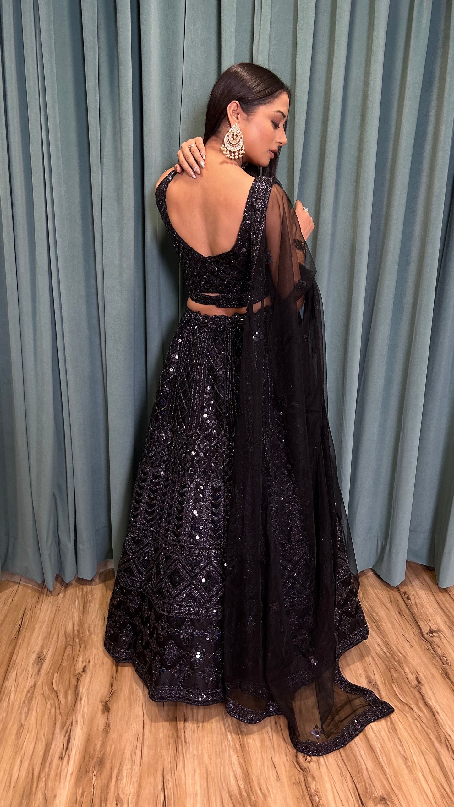 Magnificent Black Heavy Dori Sequins Worked Net Lehenga Choli - INDIAN ELEGANCE