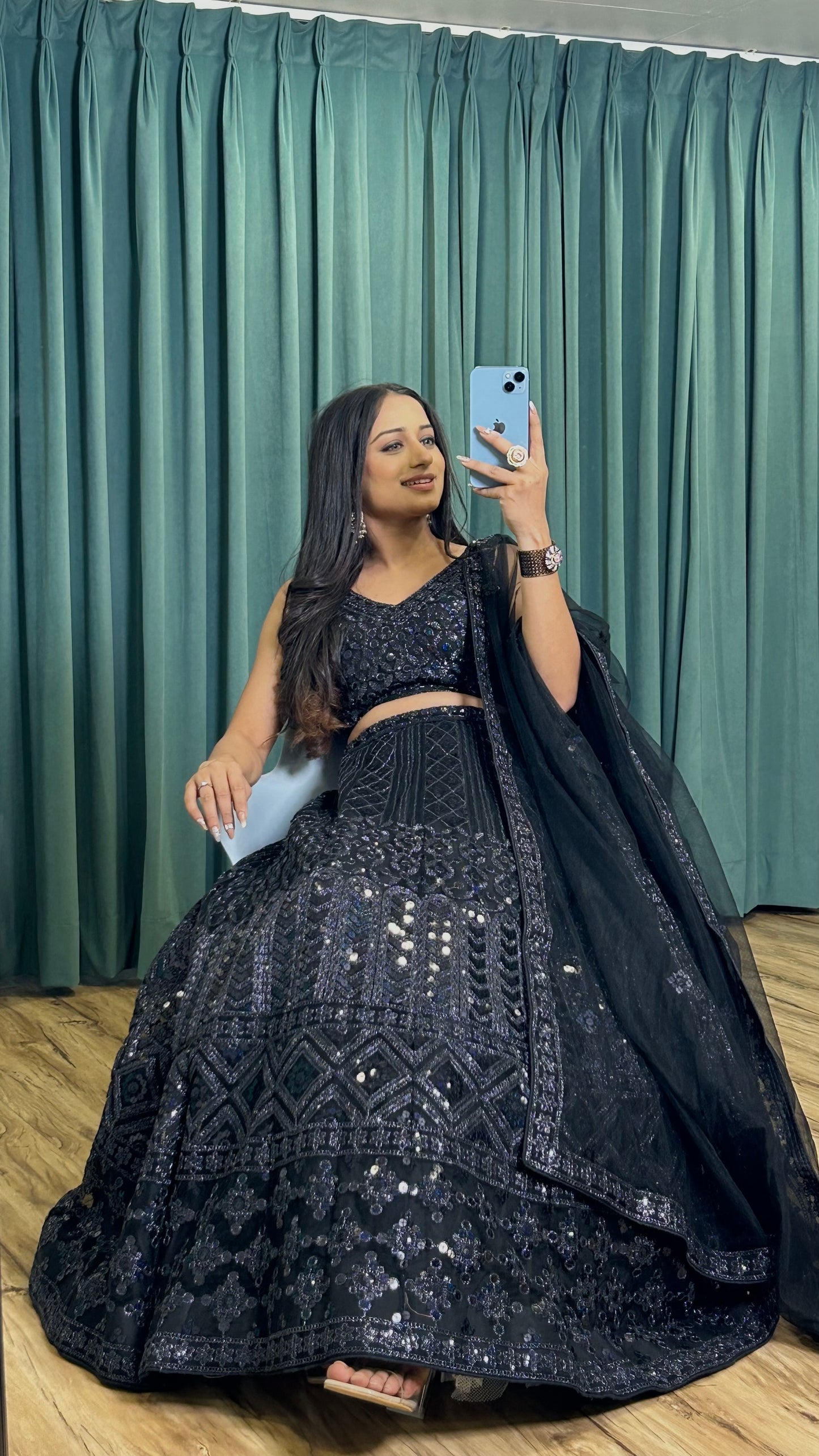 Magnificent Black Heavy Dori Sequins Worked Net Lehenga Choli - INDIAN ELEGANCE