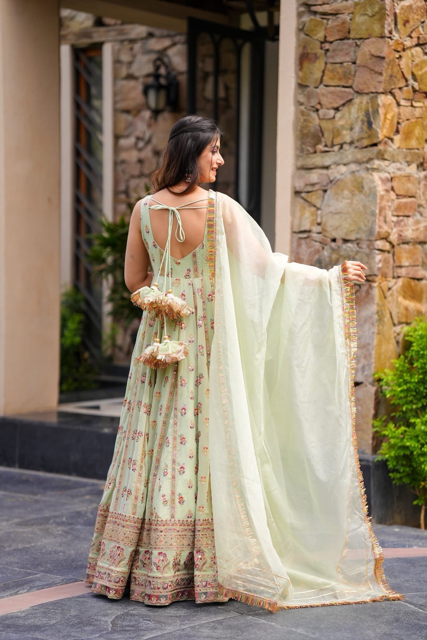 Pastel Blossom Anarkali Set โ Faux Georgette | S to XXL