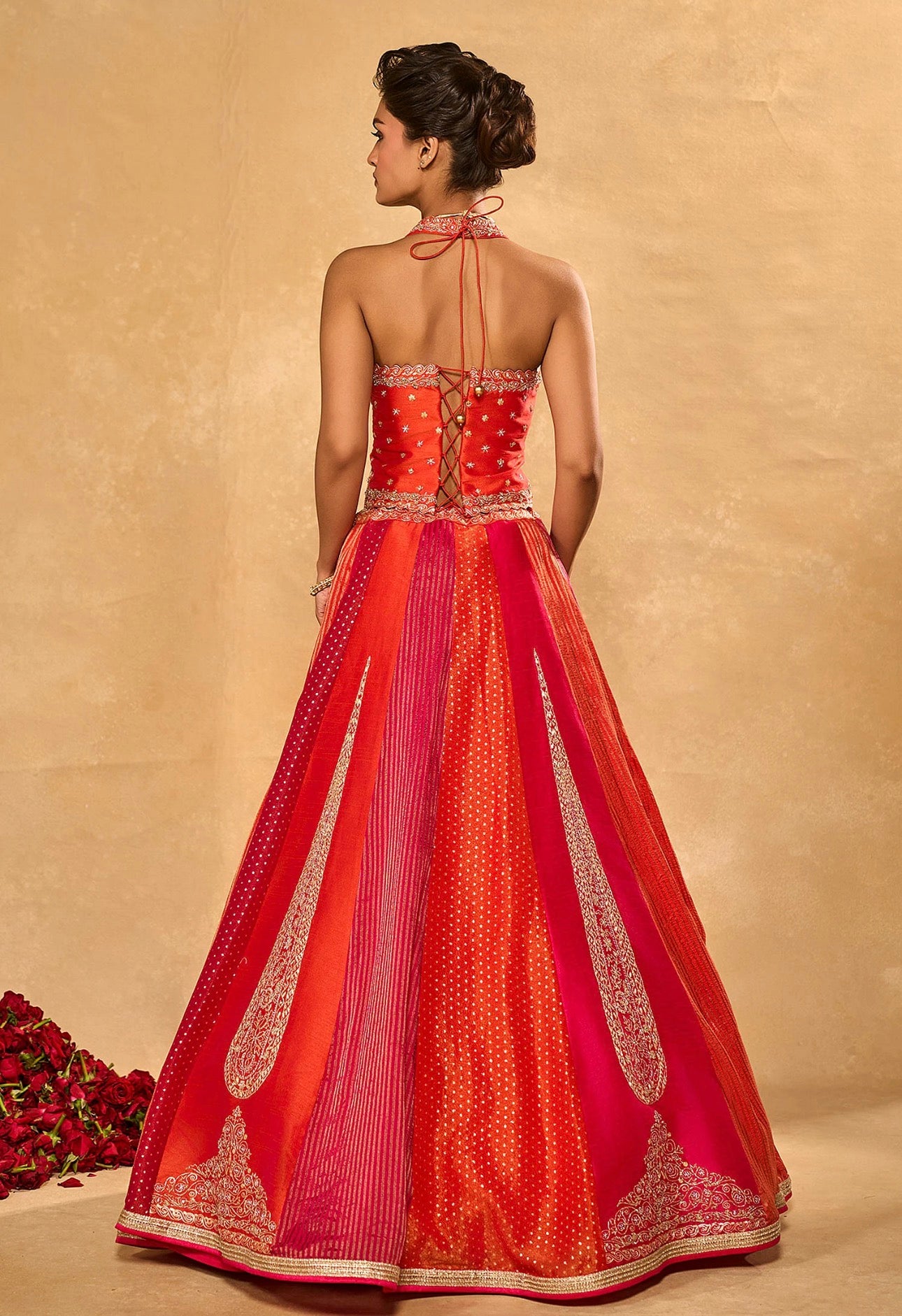 Pink Multicolor Chinon Silk Embroidered Bridal Lehenga Choli with Stitched Blouse & Dupatta | Wedding, Bridal, Engagement, Sangeet, Reception, Festive wear
