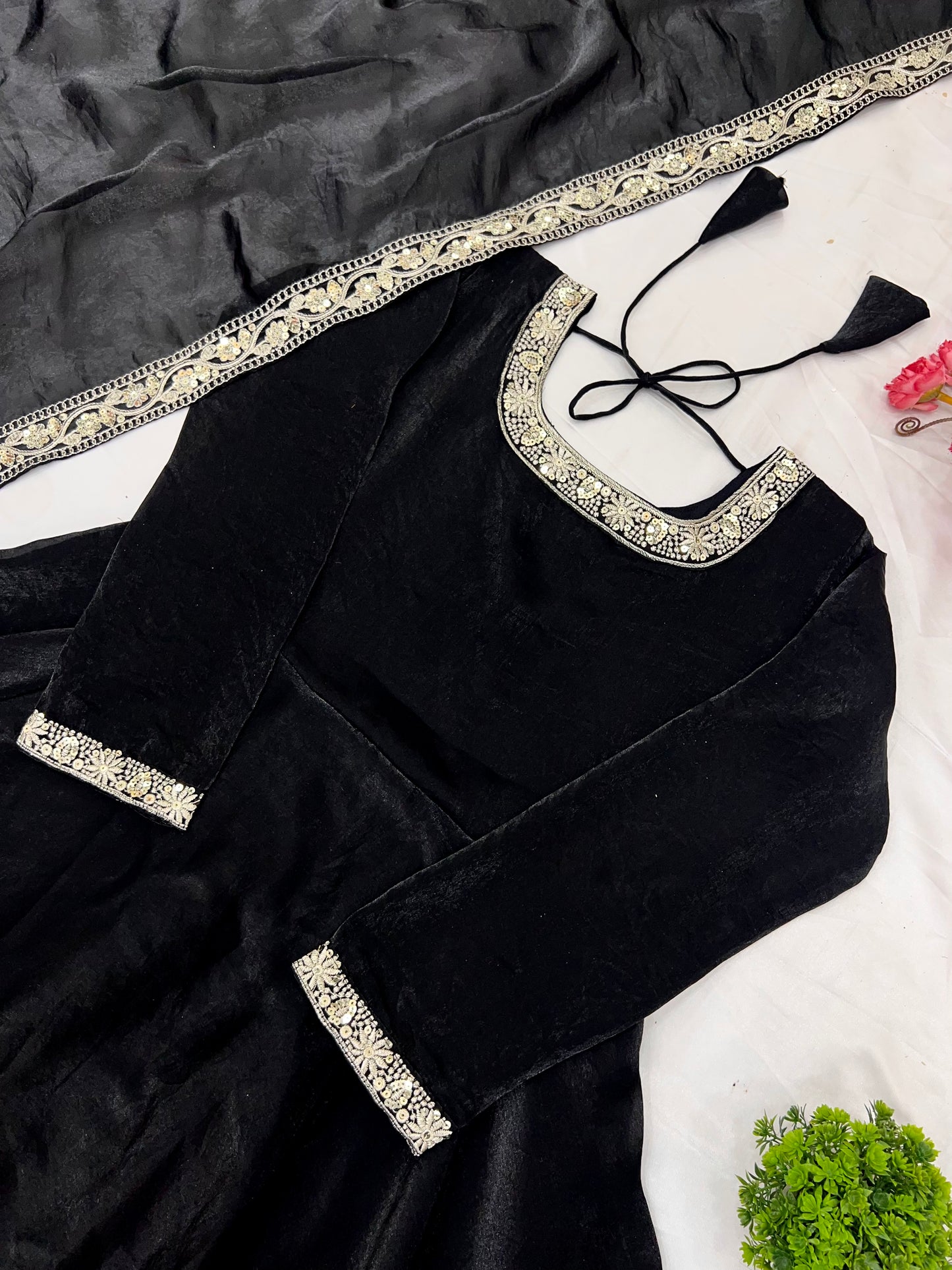 Gorgeous Fendi Silk Sequins Embroidered Fully Stitched Anarkali With Dupatta