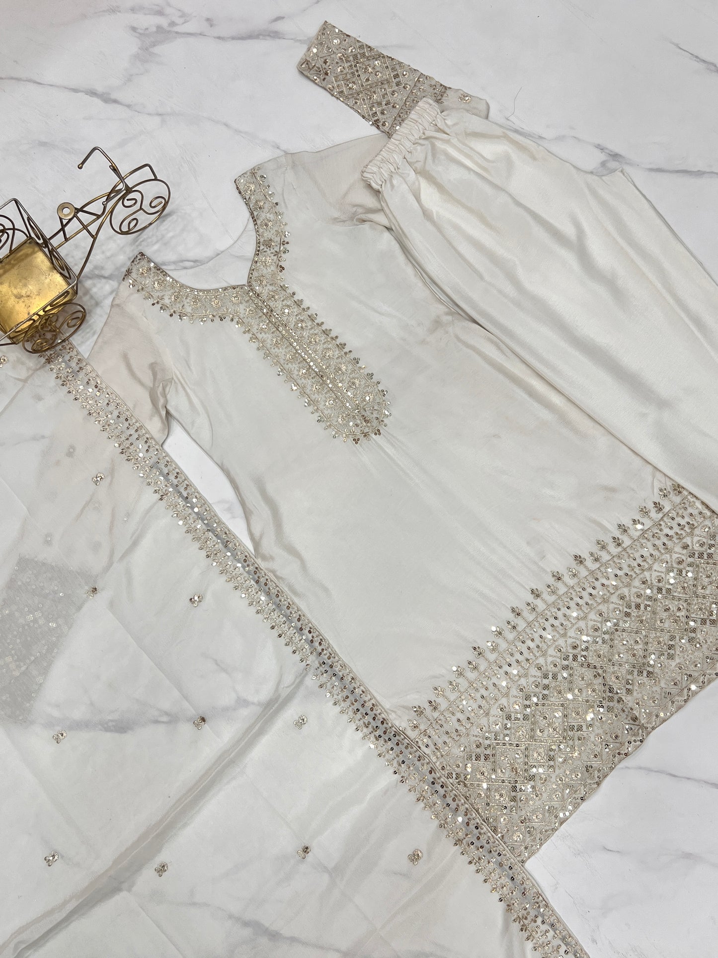 Grace in Every Thread – Chinon Silk Embroidered Kurta Set - INDIAN ELEGANCE