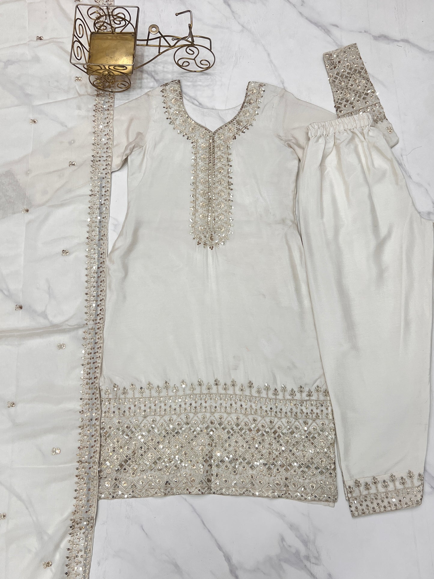 Grace in Every Thread – Chinon Silk Embroidered Kurta Set - INDIAN ELEGANCE