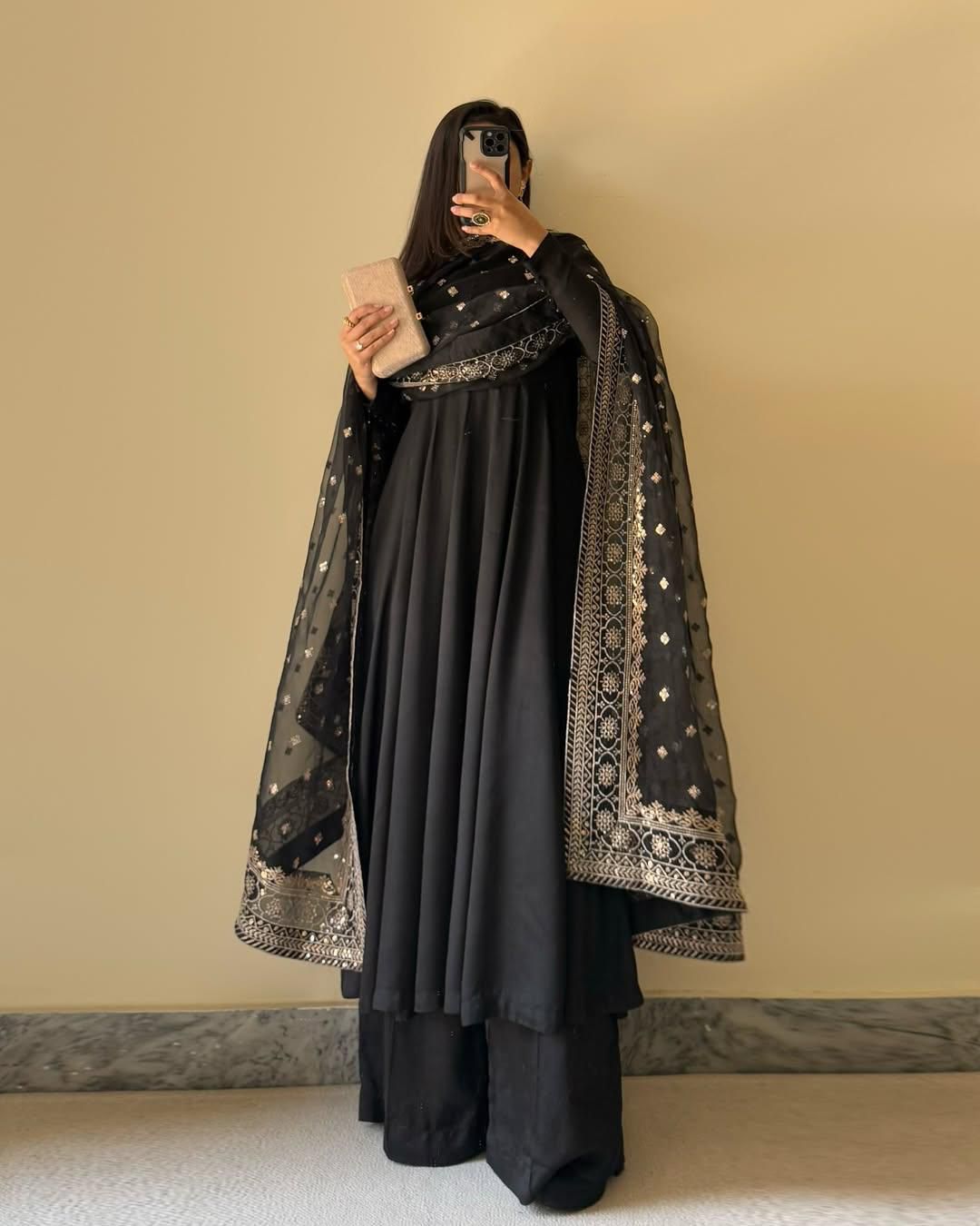Elegant Pure Faux Georgette Kurta Dupatta Set With Palazzo