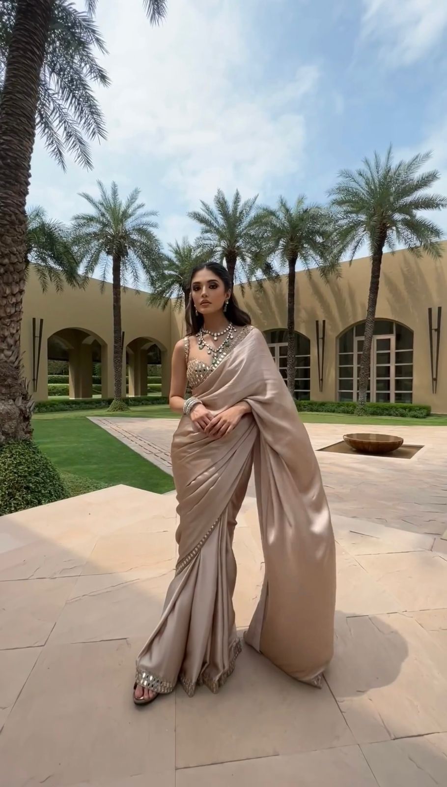 Wedding Wear Silk Mirror Work Saree