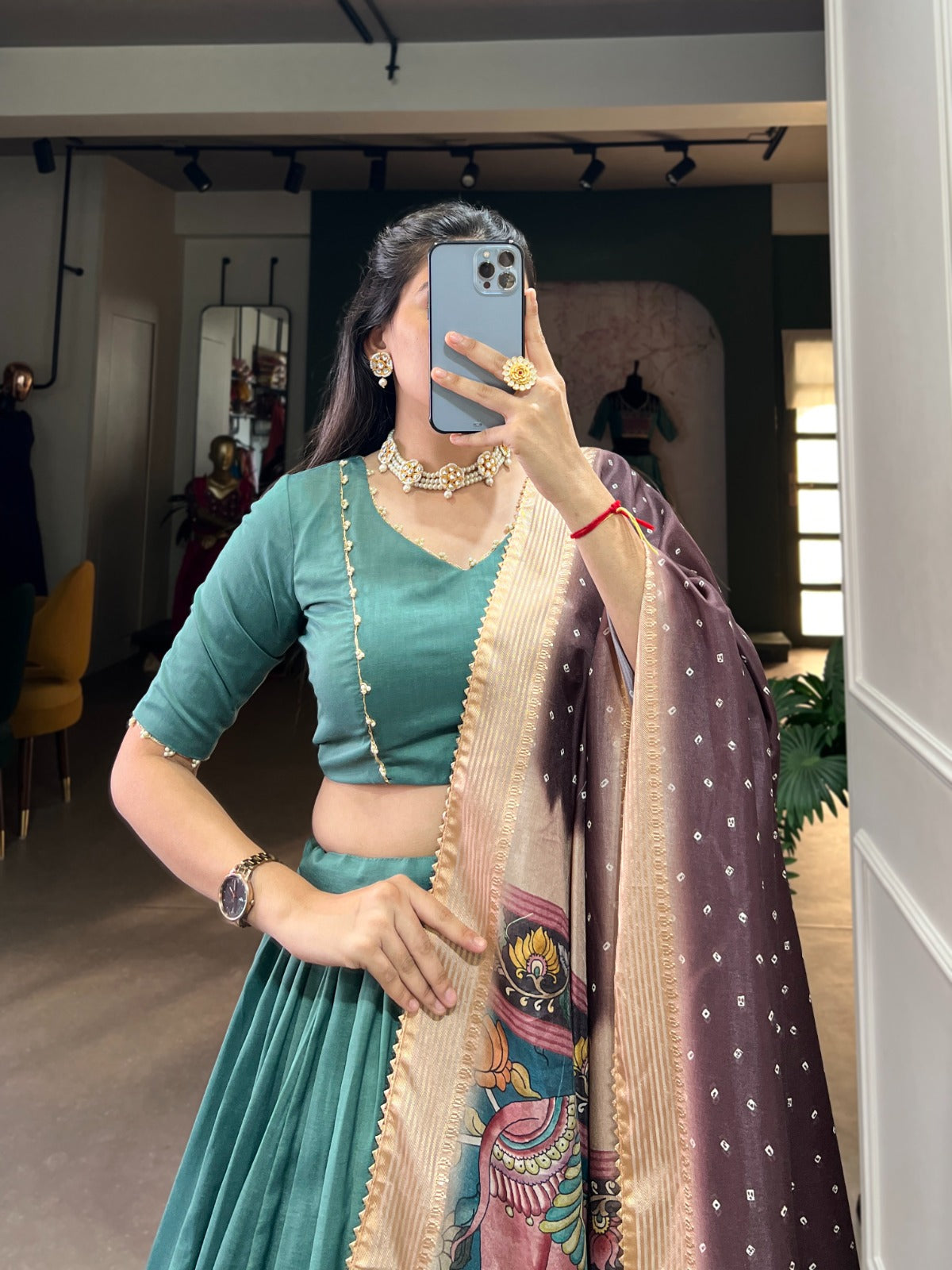 Lovely Chinon Silk Lace Border Worked Lehenga Choli Set - INDIAN ELEGANCE