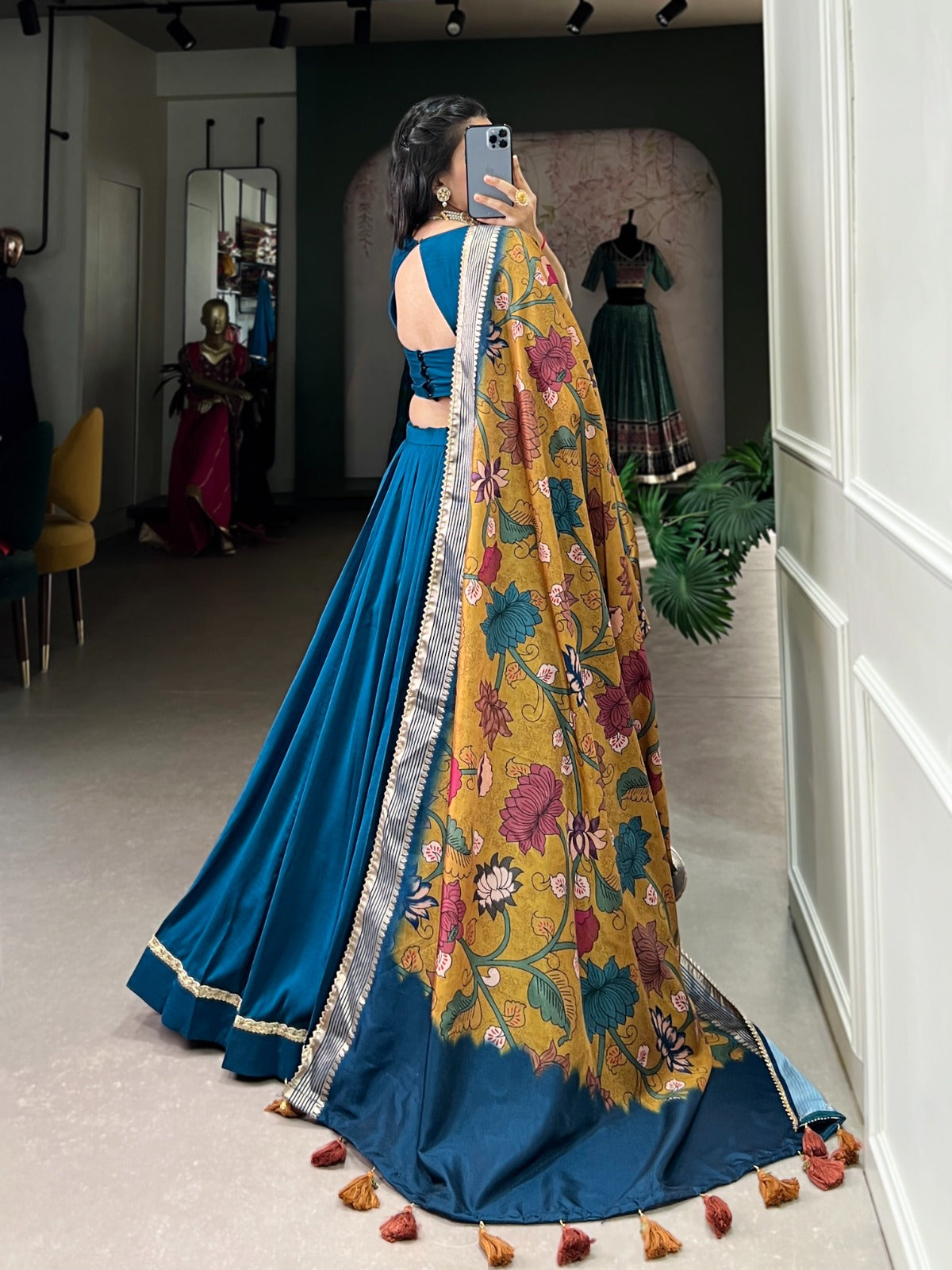 Lovely Chinon Silk Lace Border Worked Lehenga Choli Set - INDIAN ELEGANCE