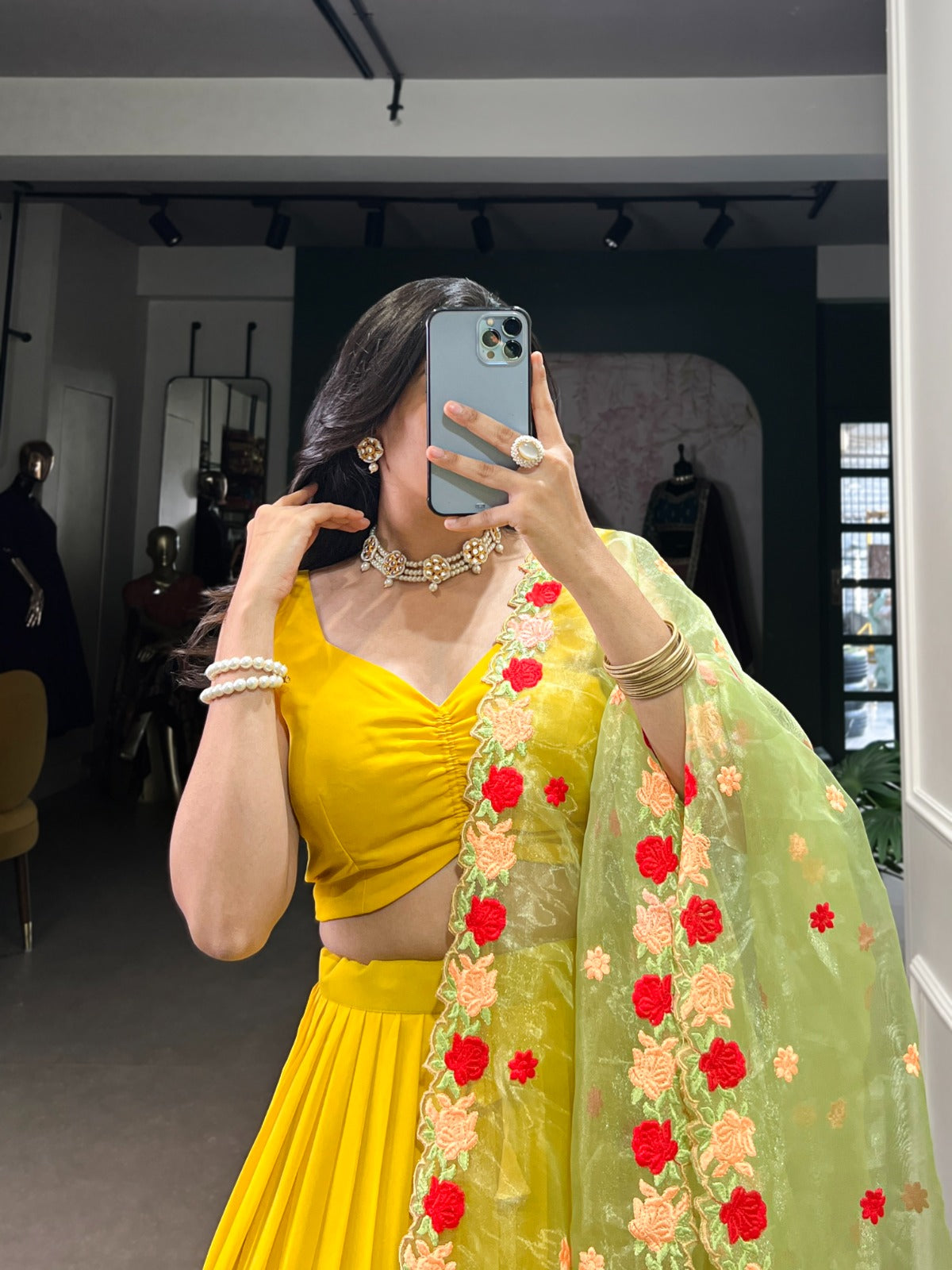 Fabulous Yellow Georgette Fully Stitched Ruffle Lehenga Choli
