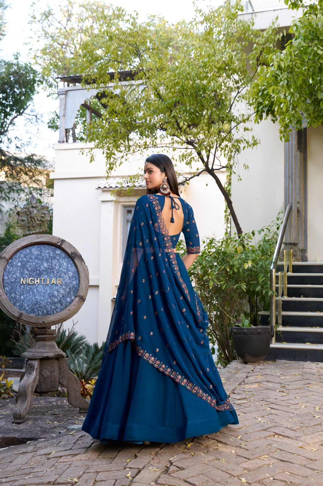 Elegant Firozi Sequins Thread Worked Lehenga Choli Set