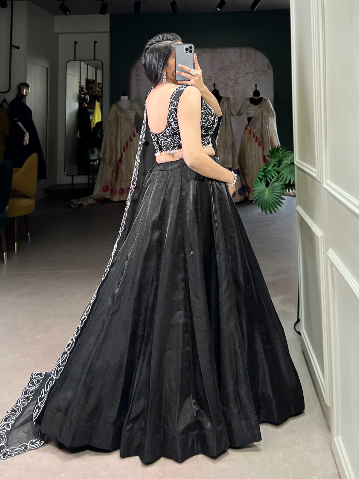 Spellbinding Satin Pearl Cording Sequins Worked Lehenga Set - INDIAN ELEGANCE