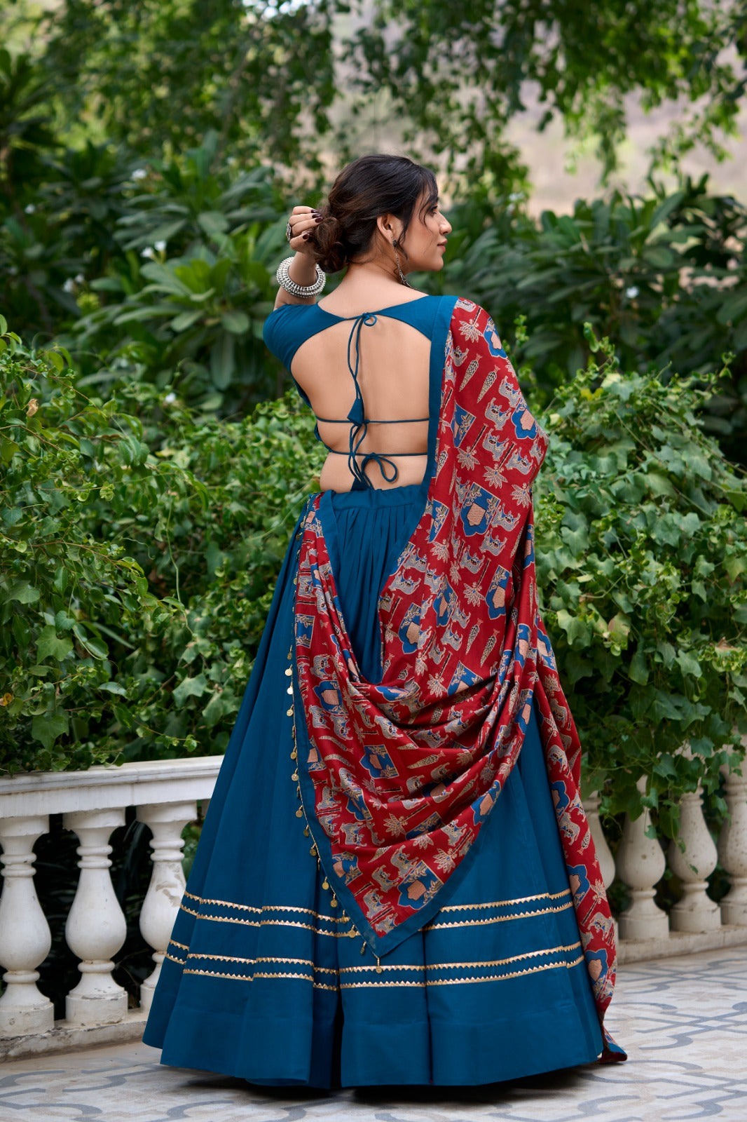 Prepossessing Firozi Pure Cotton Gota Patti Worked Lehenga Choli - INDIAN ELEGANCE