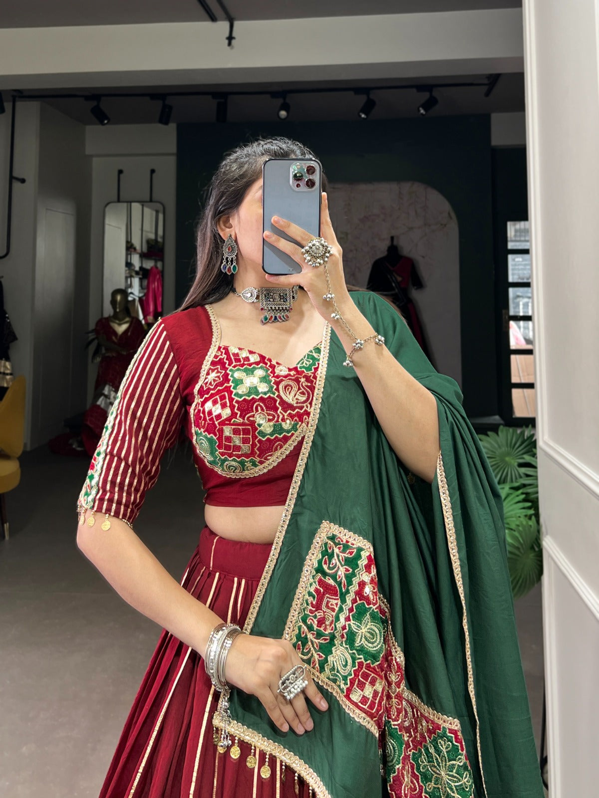 Graceful Chanderi Zari Gota Patti Worked Lehenga Choli Set - INDIAN ELEGANCE