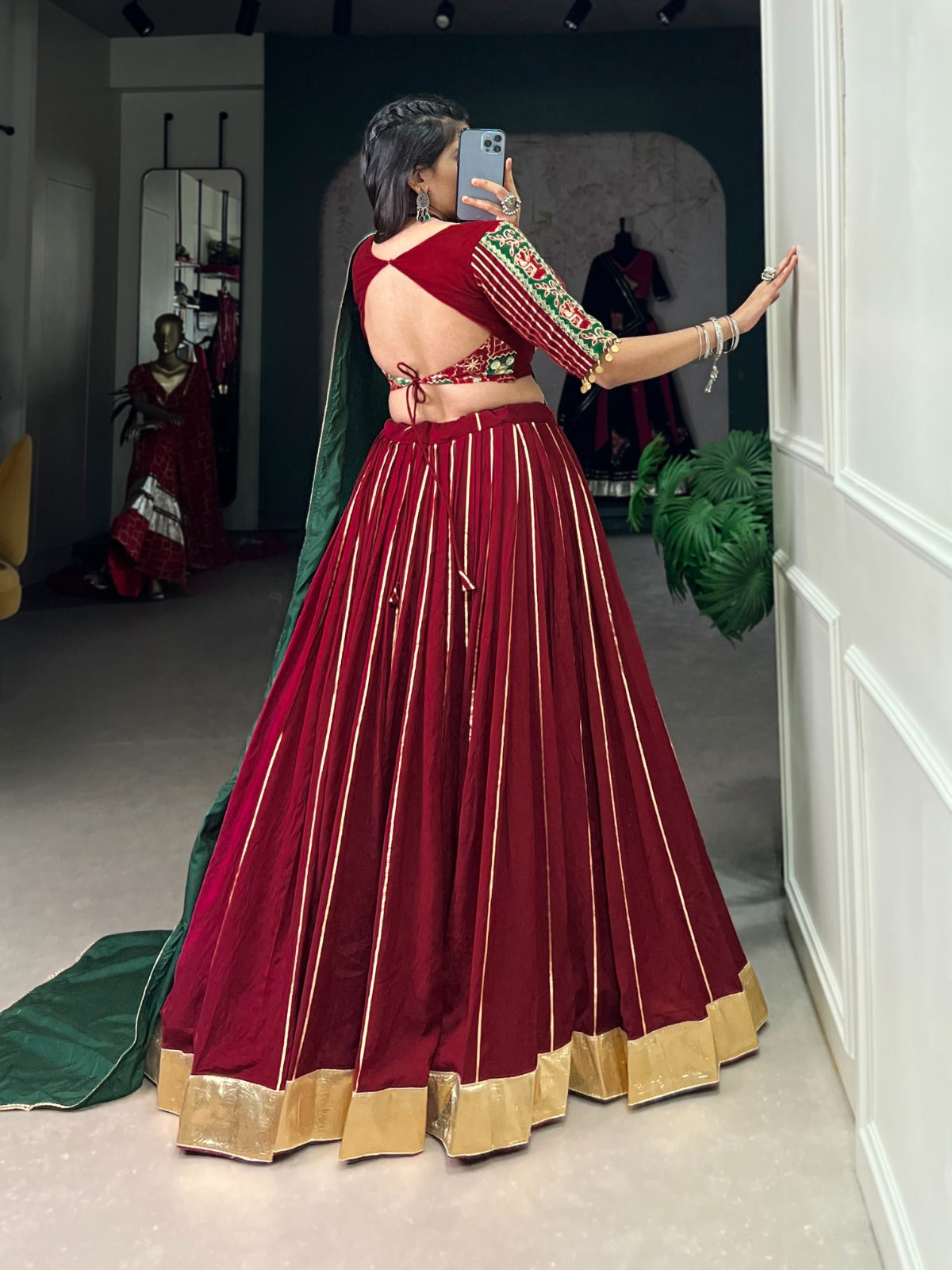 Graceful Chanderi Zari Gota Patti Worked Lehenga Choli Set - INDIAN ELEGANCE