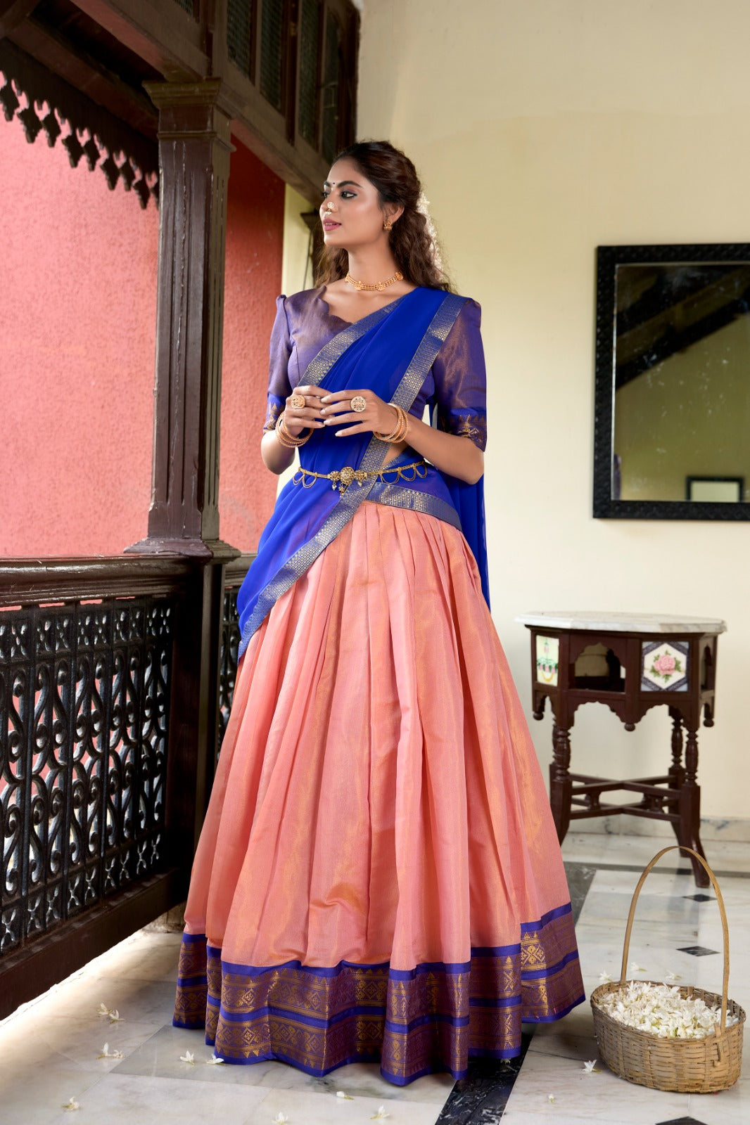 Stunning Kanchipuram Silk Zari Weaving Worked Lehenga Choli - INDIAN ELEGANCE