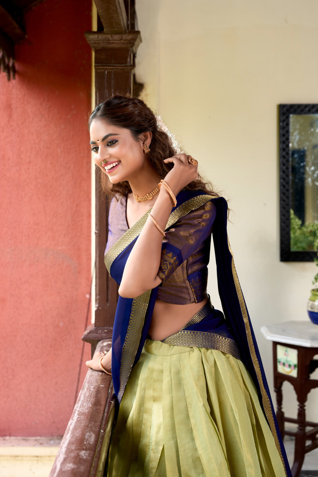 Stunning Kanchipuram Silk Zari Weaving Worked Lehenga Choli - INDIAN ELEGANCE