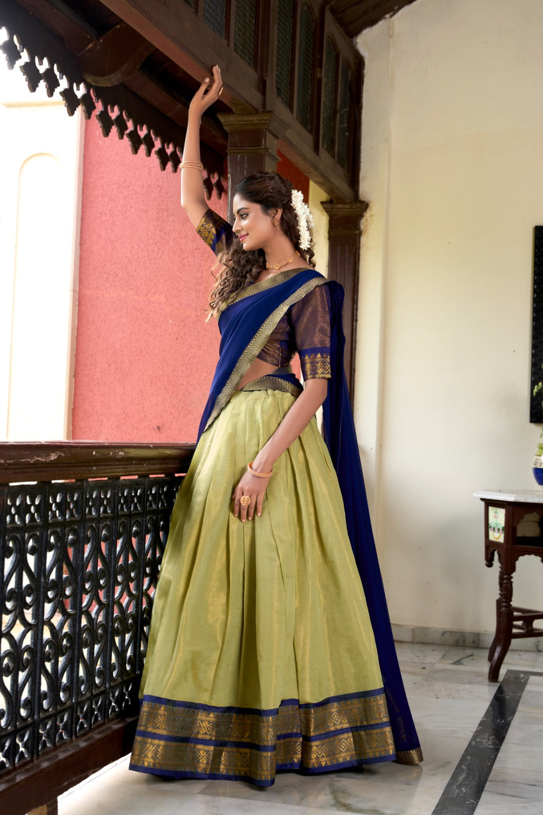 Stunning Kanchipuram Silk Zari Weaving Worked Lehenga Choli - INDIAN ELEGANCE