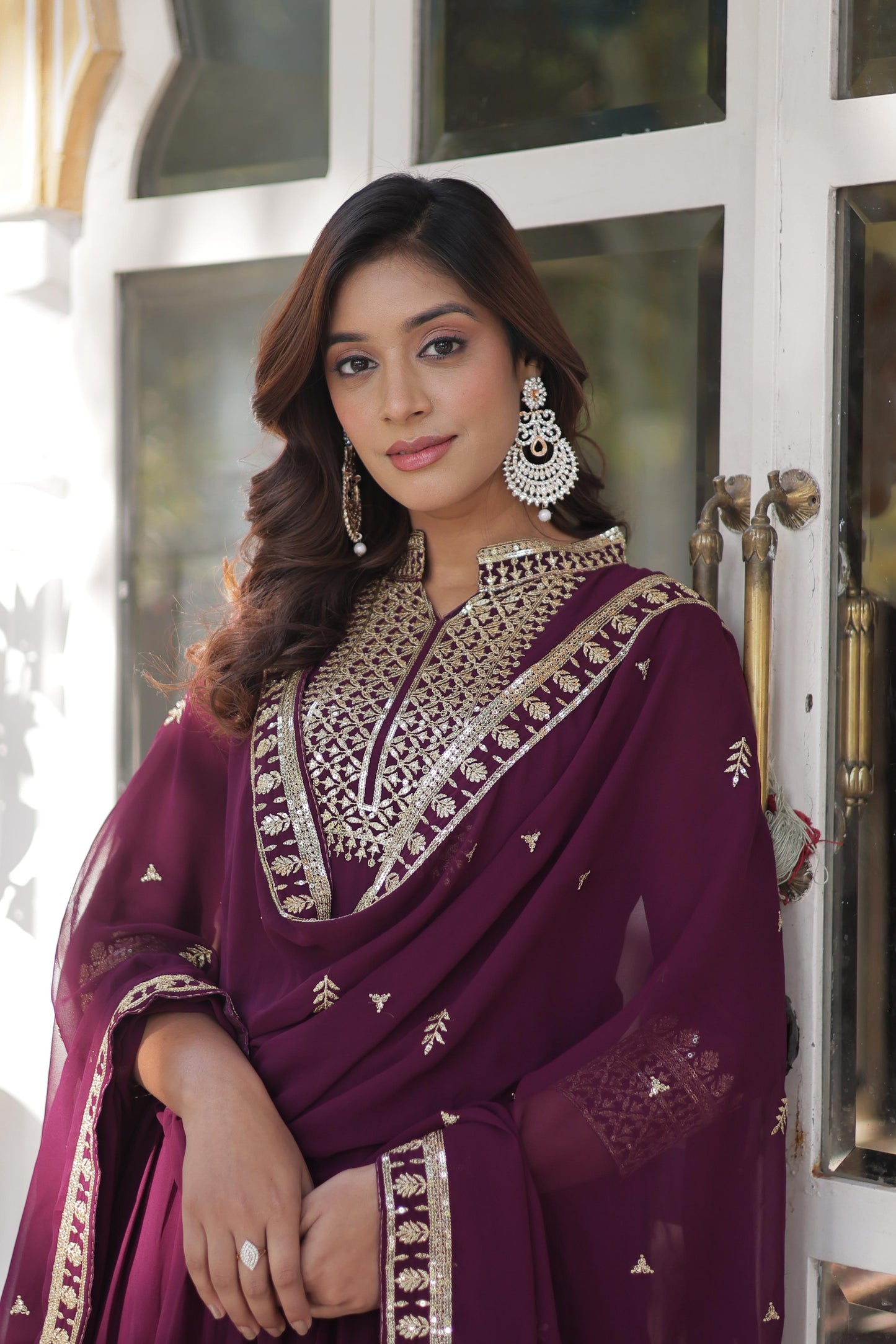 Magnificent Faux Georgette Rich Sequins Embroidered Gown With Dupatta - INDIAN ELEGANCE