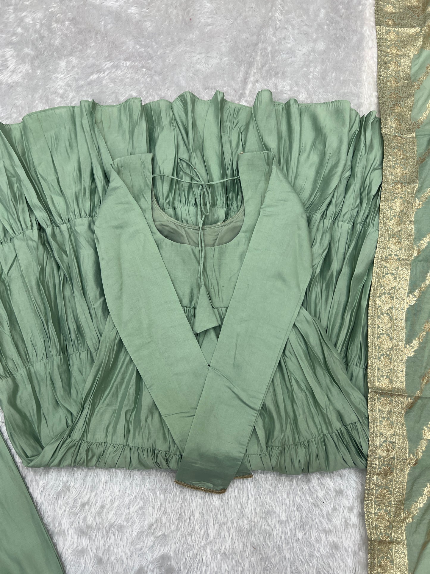 Elegant Pure Roman Silk 9 Mtr Flared Designer Anarkali Suit - INDIAN ELEGANCE