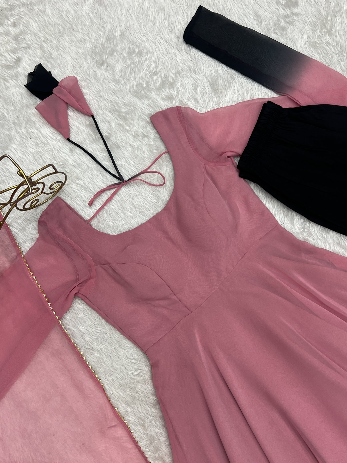 Spectacular Shaded Digital Printed Faux Georgette Anarkali Pant Suit - INDIAN ELEGANCE