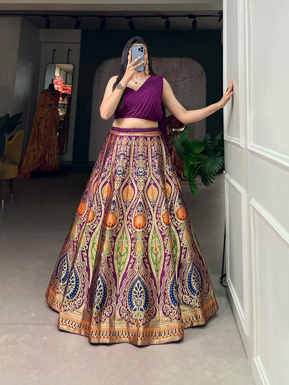 Lovely Banarasi Silk Zari Weaving Worked Designer Lehenga Choli - INDIAN ELEGANCE
