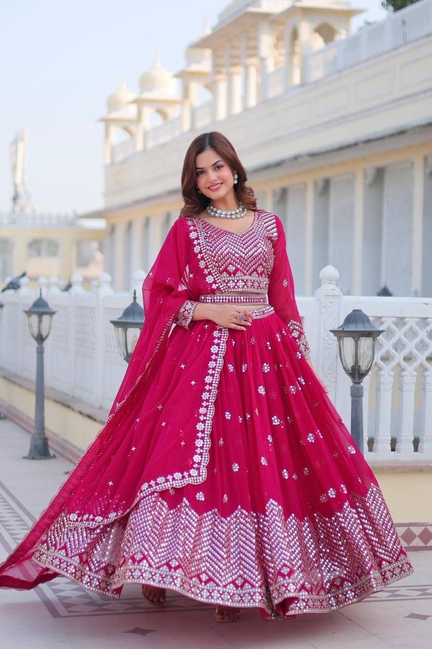Stunning Faux Georgette Lehenga Choli Set With Embroidery Sequence Work