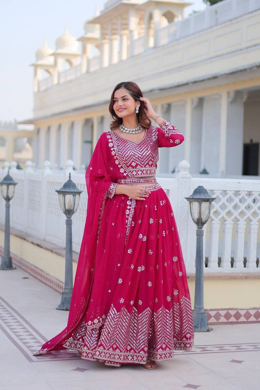 Stunning Faux Georgette Lehenga Choli Set With Embroidery Sequence Work